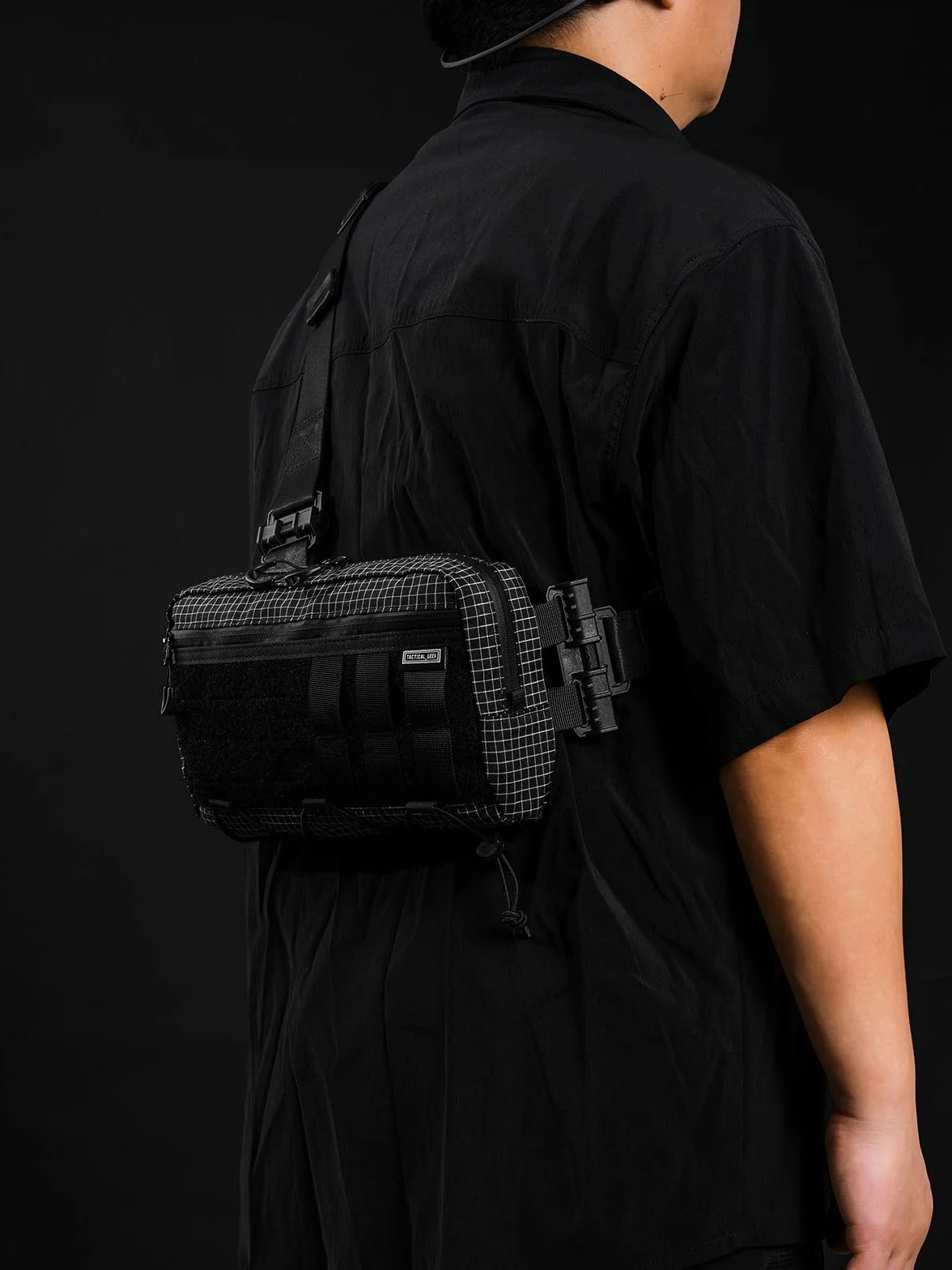 TACTICAL_GEEK Cache L3 EDC lekka torba na klatkę piersiową dla mężczyzn i kobiet, kompaktowa torba na brzuch, regulowany pasek na ramię, torba na ramię, torba na klatkę piersiową, na podróż, do szkoły