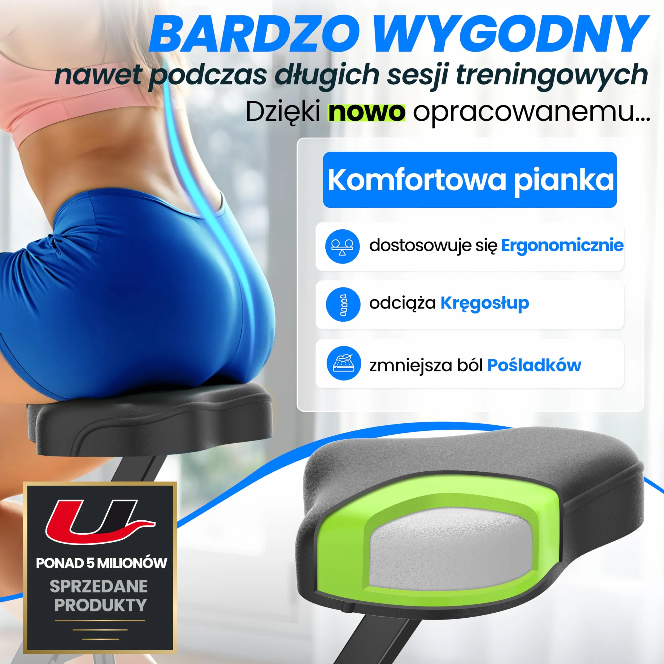 Ultrasport F-Bike Pro Składany Rower Treningowy do 150 KG, z 16 Poziomami, Wygodne Siodełko, Bardzo Cichy I Składany Rower Stacjonarny do Ćwiczeń w Domu