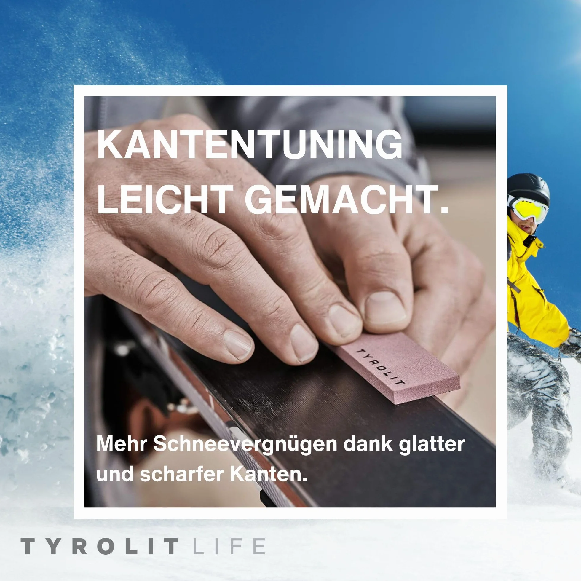 Tyrolit Life zestaw szlifierek do krawędzi nart i snowboardu – 3-częściowy zestaw pilników ceramicznych do wydajnych desek snowboardowych i krawędzi narciarskich – łatwe naprawianie, szlifowanie