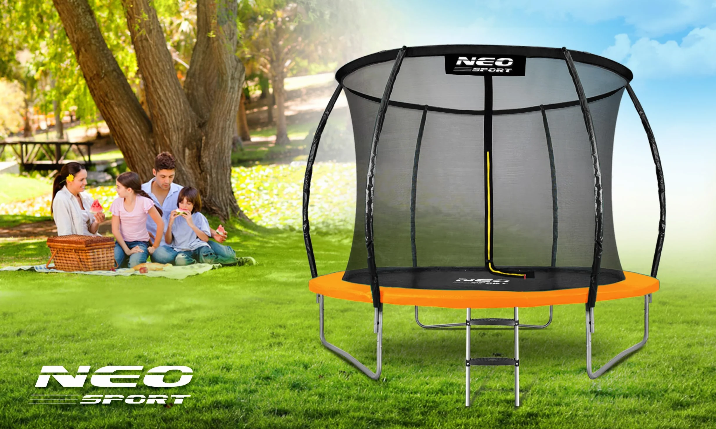 Neo-Sport Trampolina ogrodowa z siatką zabezpieczającą dla dzieci od 3 lat