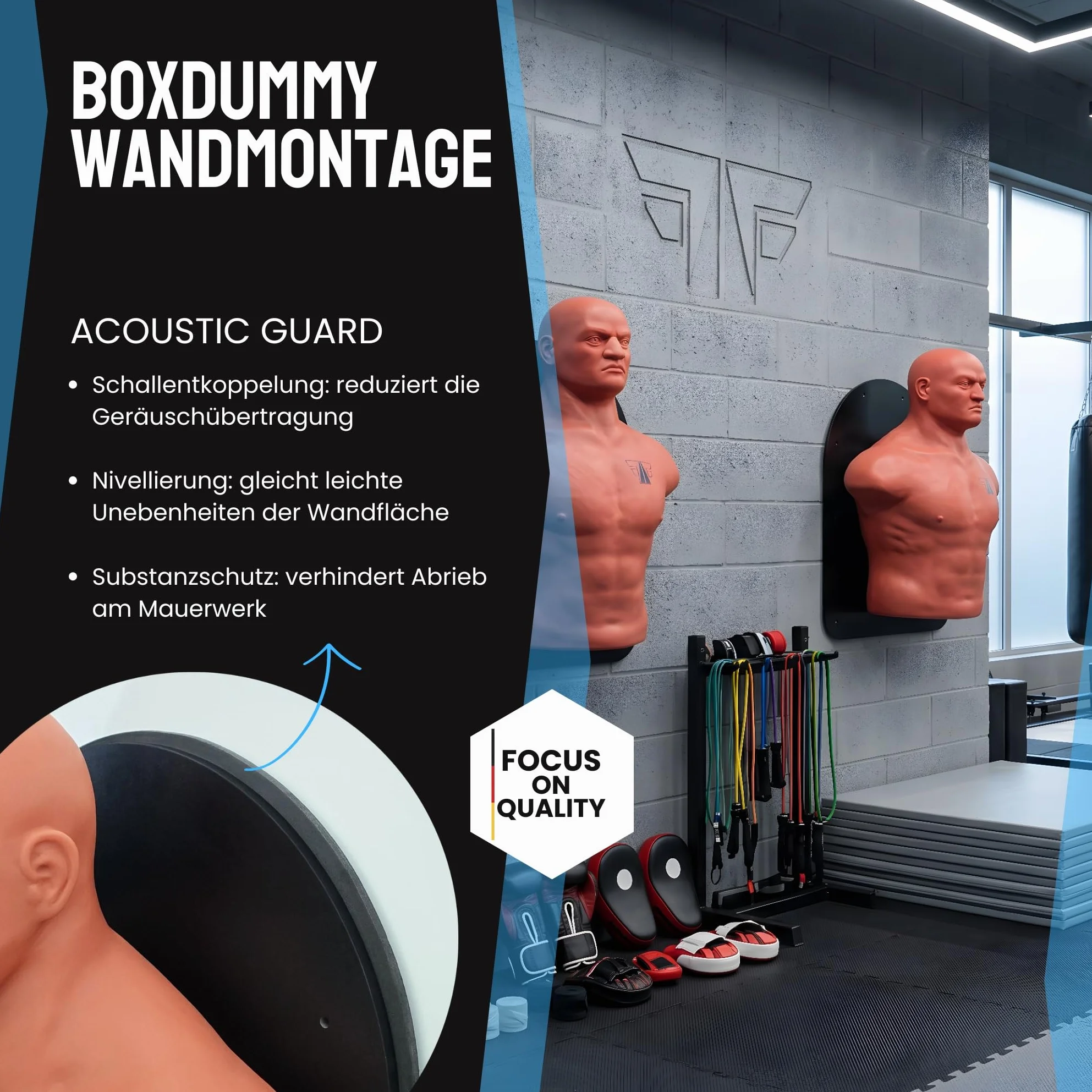 FOX-FIGHT Wand Box Dummy | nakładka na ścianę Punching Manekin bokserski Boxing Man Manekin treningowy (naturalny)
