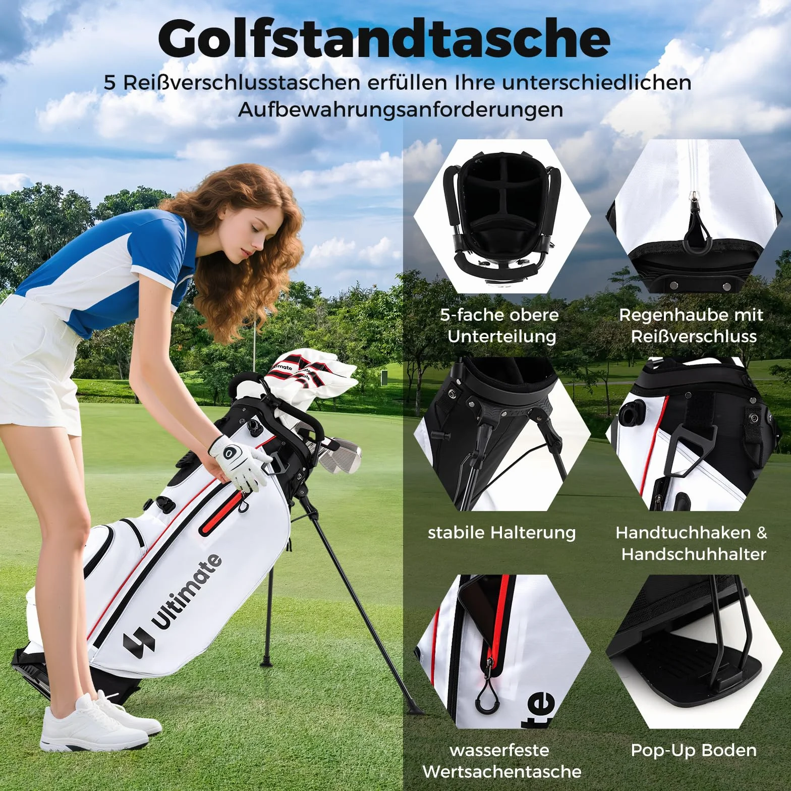 COSTWAY Kompletny zestaw damskich kijów golfowych, 9/11-częściowy zestaw kijów golfowych dla praworęcznych z osłoną przeciwdeszczową, zestaw do golfa z 1 Driver i 3 Fairway i 4 Hybrid & 6/7/8/9/P
