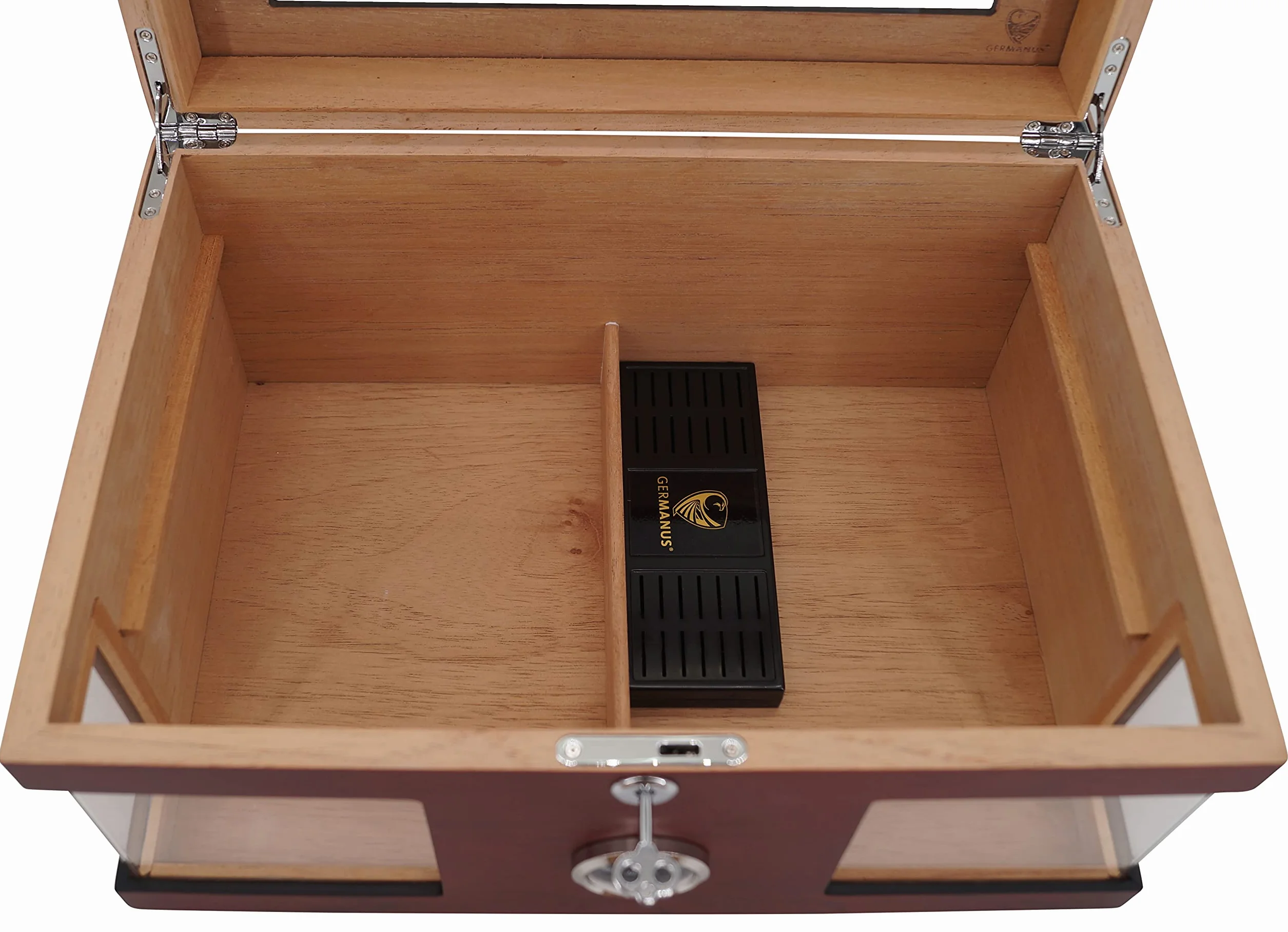 GERMANUS Humidor skrzynia z okienkiem, brązowa