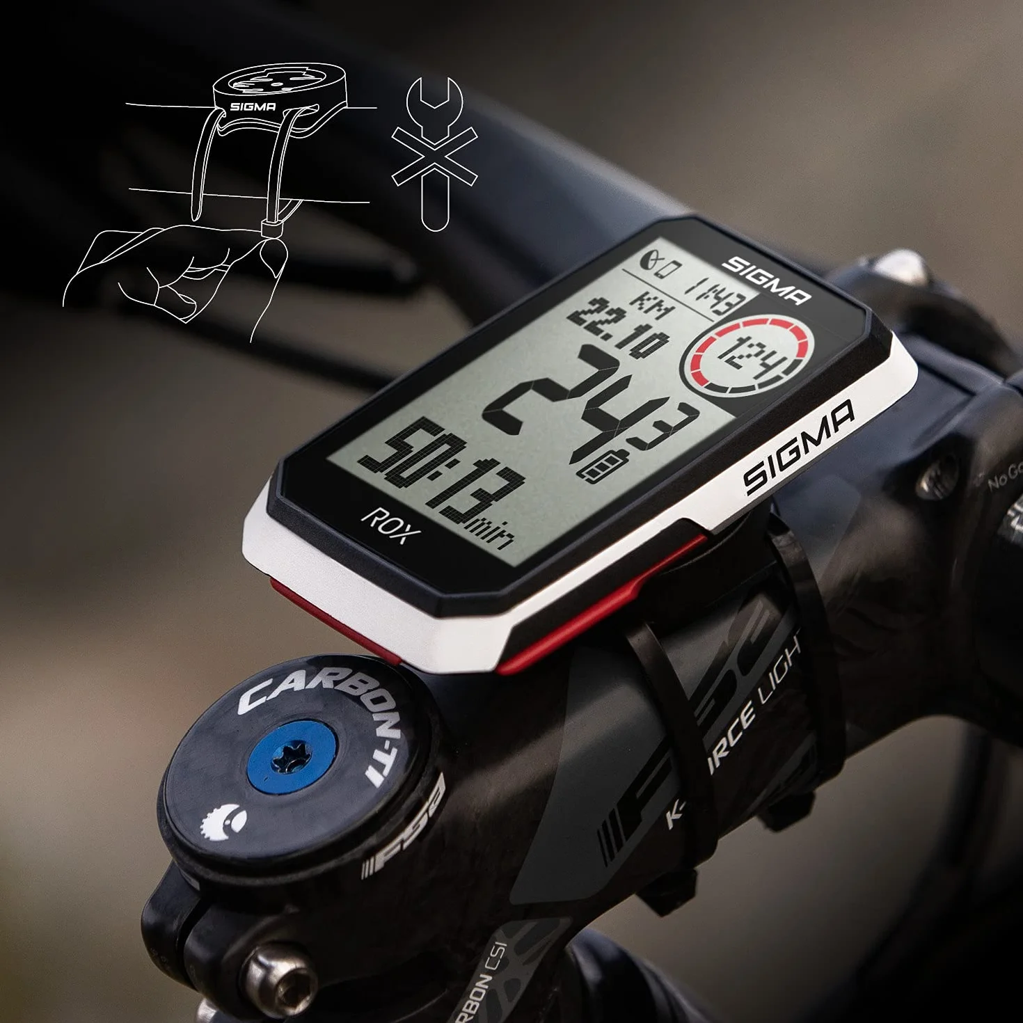 SIGMA ROX 4.0 White | Komputer rowerowy bezprzewodowo GPS i nawigacja, w tym wspornik GPS | Nawigacja na zewnątrz GPS z pomiarem wysokości | Kolor: biały