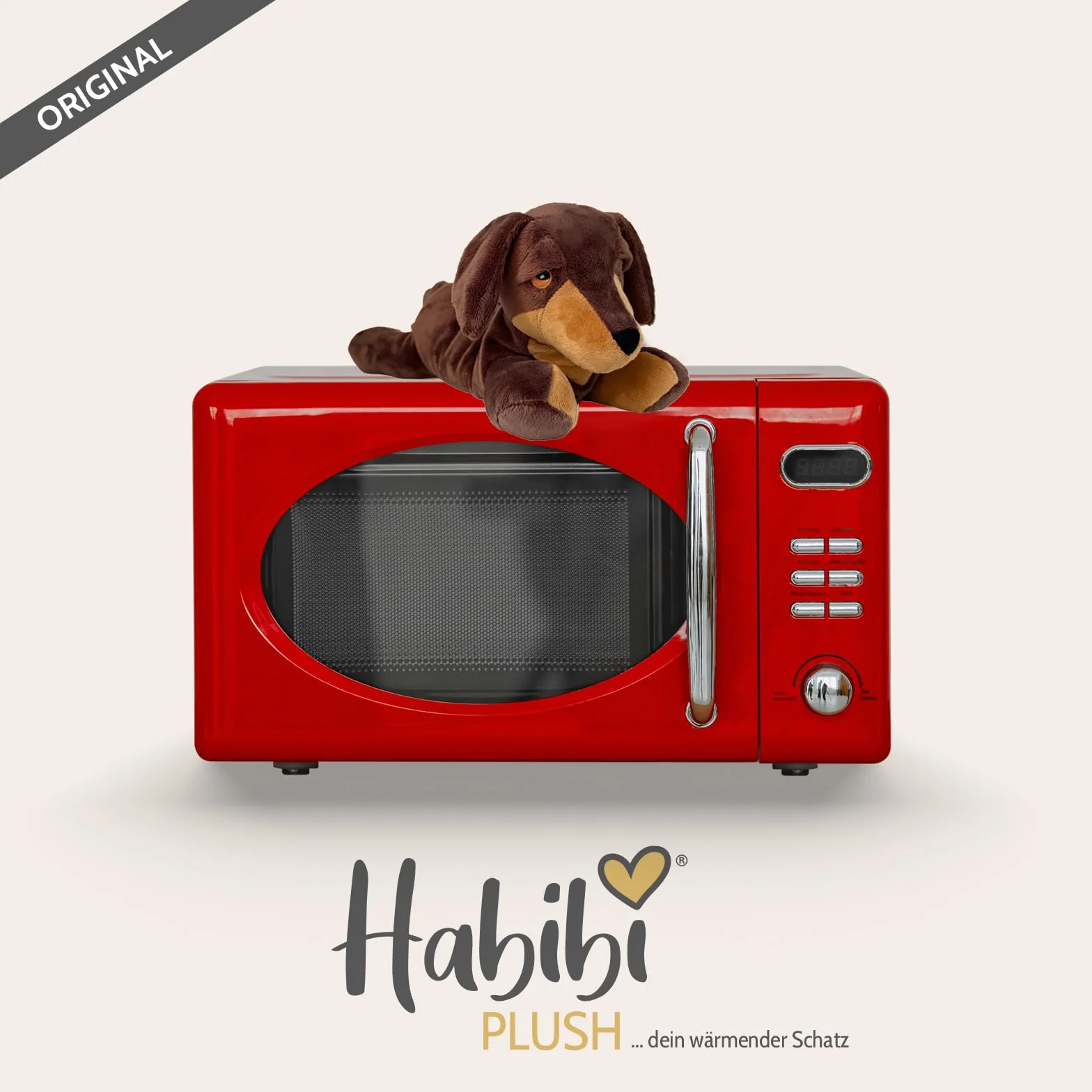 Habibi Plush poduszka termiczna/pluszak dla dzieci i dorosłych – 2045 jamniczek z nadzieniem z prosa, podgrzewana przytulanka do podgrzewania w kuchence mikrofalowej/piekarniku, idealna również dla