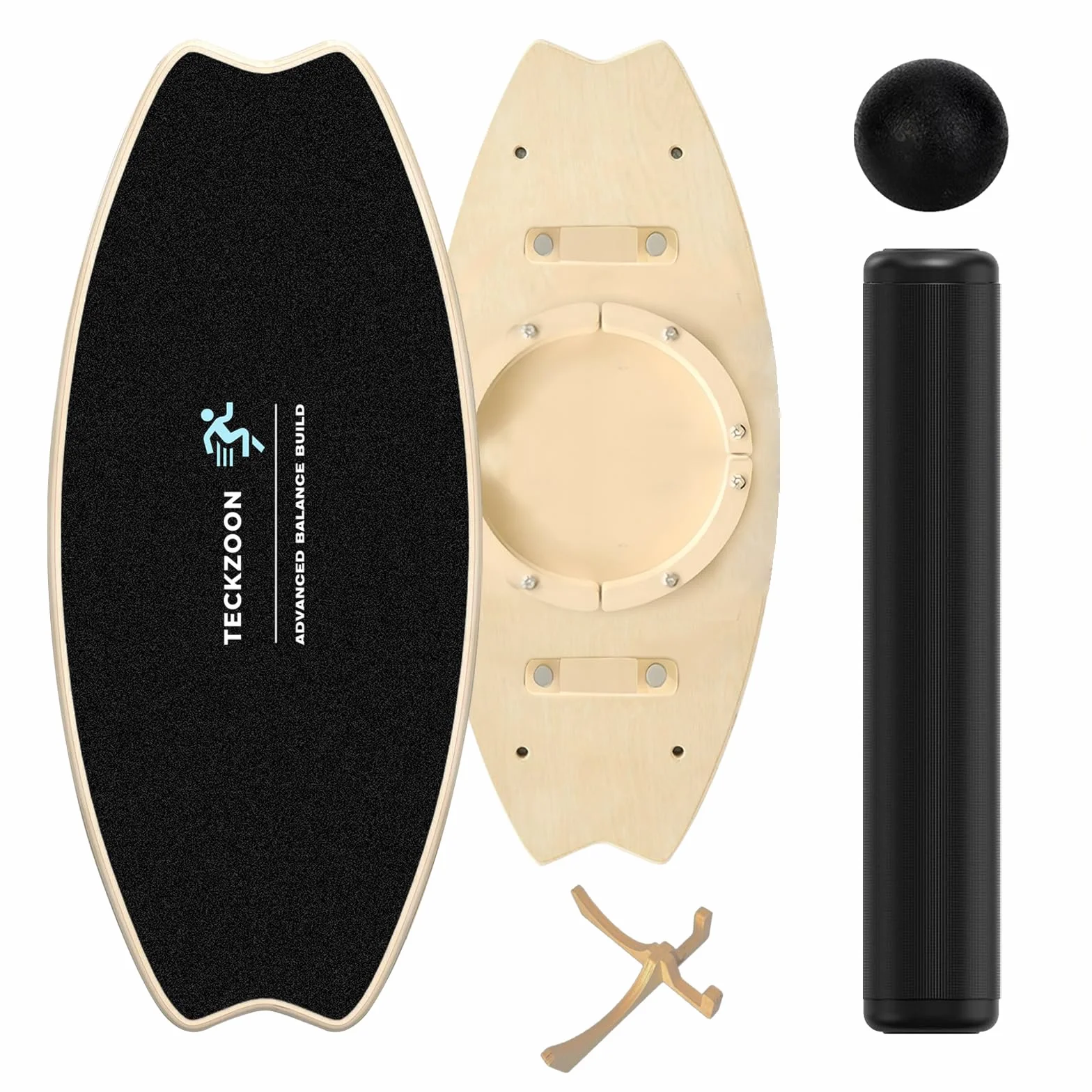 Drewniana deska do balansowania, profesjonalna deska do balansowania z rolką, piłką balansową, podstawką, deską do jazdy na deskorolce i surfingu, do fitnessu, jogi i rehabilitacji