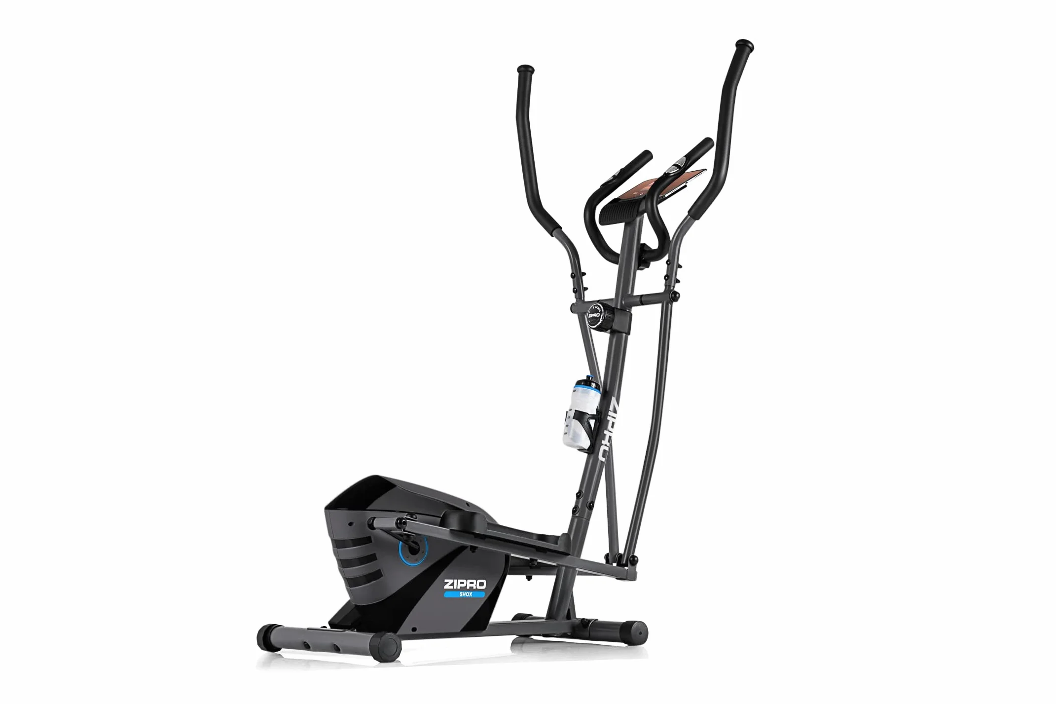 ZIPRO Shox RS Orbitrek Magnetyczny - Domowy Rowerek Eliptyczny z Kółkami Transportowymi - 8 Poziomów Oporu - Wielofunkcyjny Komputer z Wyświetlaczem LCD i Sensorami Pulsu - Piankowe Uchwyty