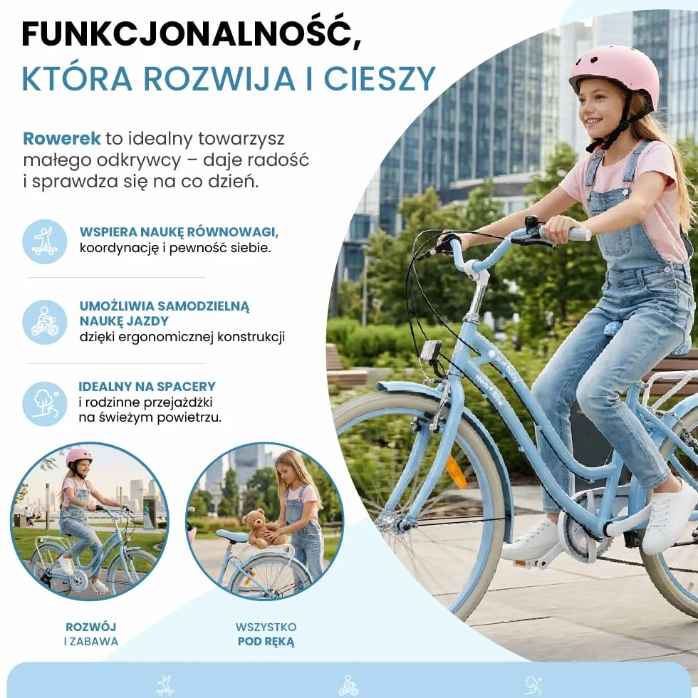 Heart Bike Rower dziecięcy dla dziewczynek 20 cali, rower dziewczęcy, 6 biegów, stalowa rama, hamulce V-brake, błotniki, osłona łańcucha, reflektory, dzwonek, regulowany