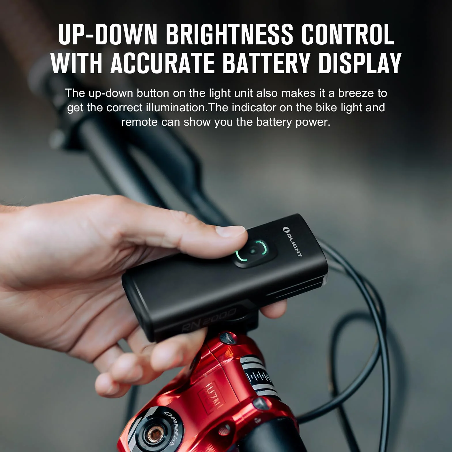 OLIGHT RN 2000 Mocne oświetlenie przednie 2000 lumenów 170 metrów długa żywotność 6 trybów z bezprzewodowym pilotem do rowerów górskich