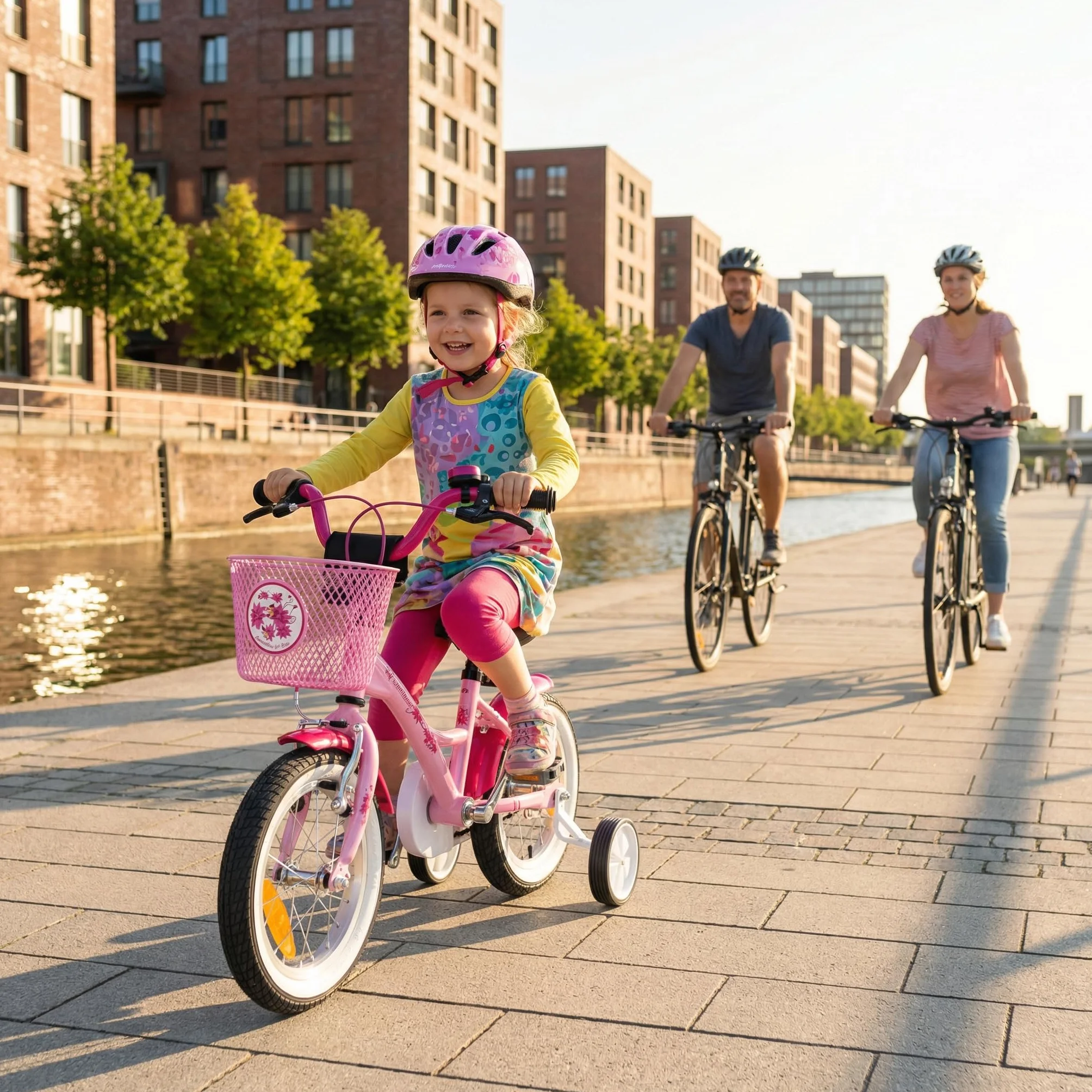 PROMETHEUS BICYCLES Rower dziecięcy od 3 lat – rower dziewczęcy 12 cali, rower dla dziewczynek, rower dla dzieci z kółkami podporowymi, hamulec nożny w kolorze różowym