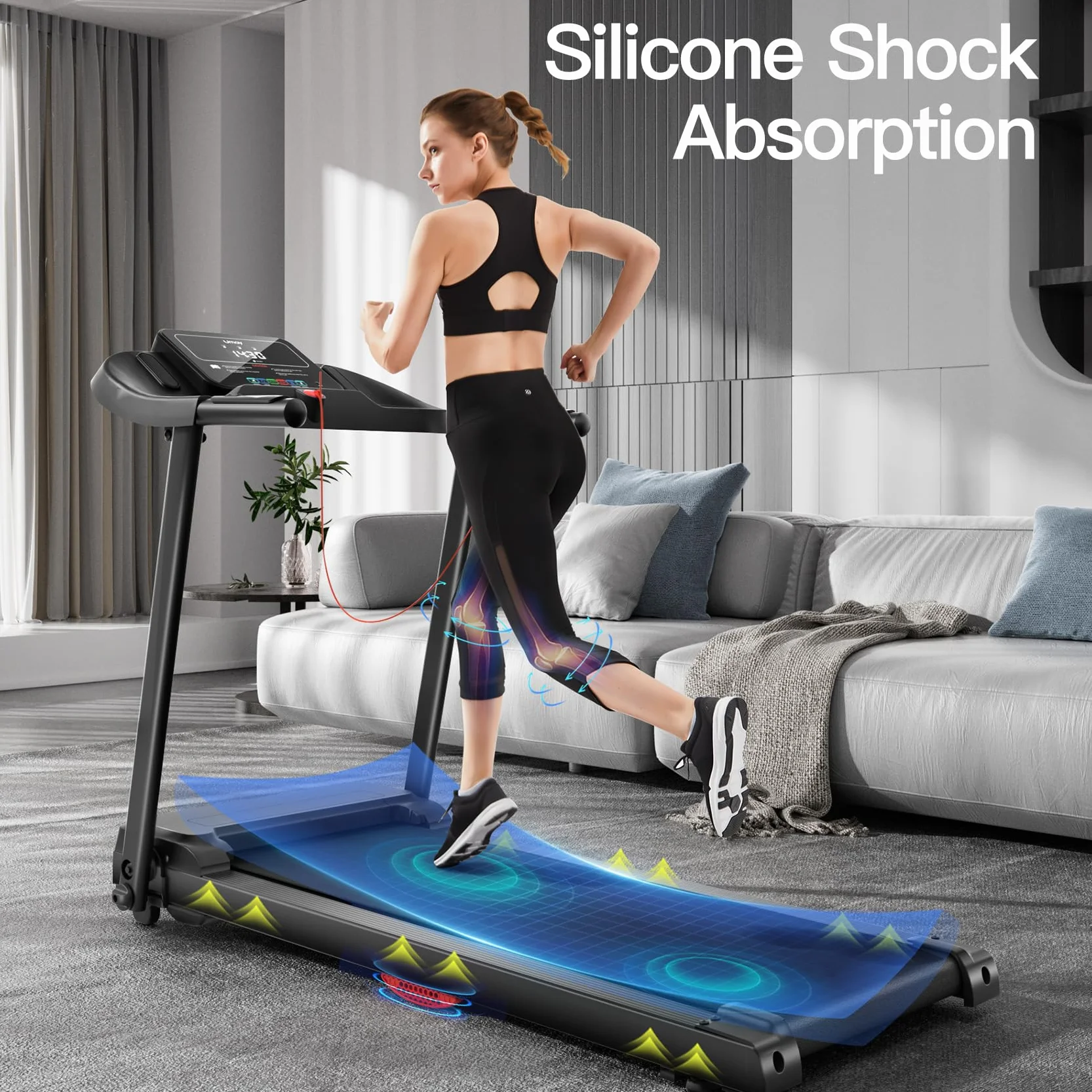 CURSOR FITNESS Bieżnia do domu, składana, 14 km/h, bieżnia z monitorem tętna, aplikacja i zmodernizowany, cichy silnik, Treadmill for Home z 12 programami treningowymi, maksymalne obciążenie 136 kg
