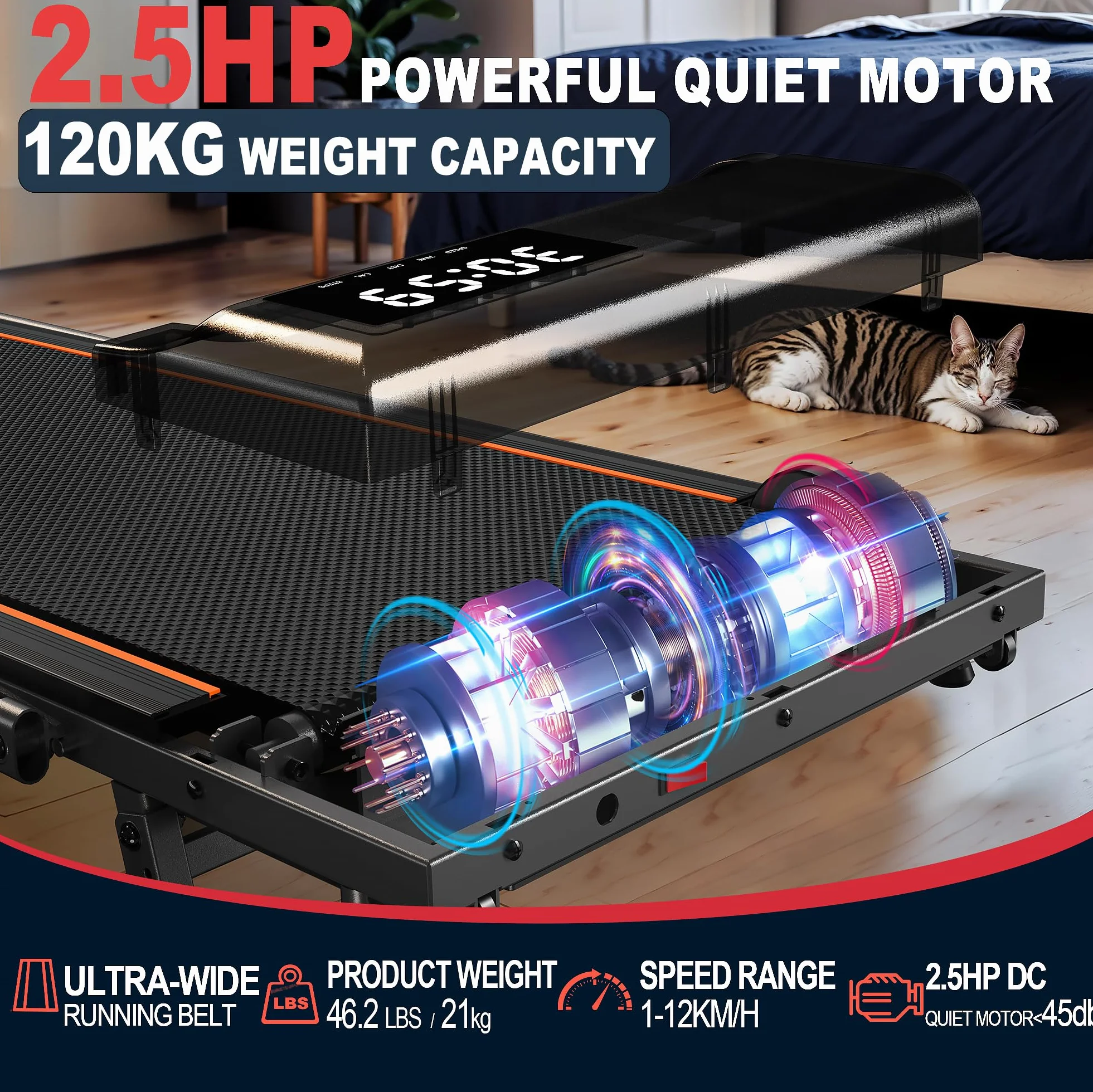 Bieżnia elektryczna Walking Pad TW2 2,5 KM 12 km/h nachylenie 7% LED