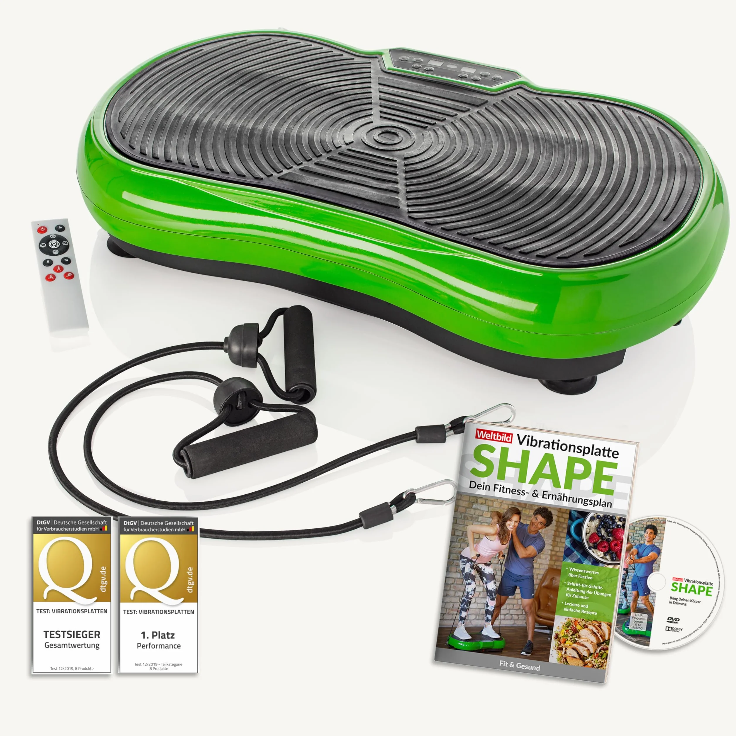 Orbisana Shape płyta wibracyjna 150 kg taśmy ekspanderowe DVD plan żywieniowy pilot