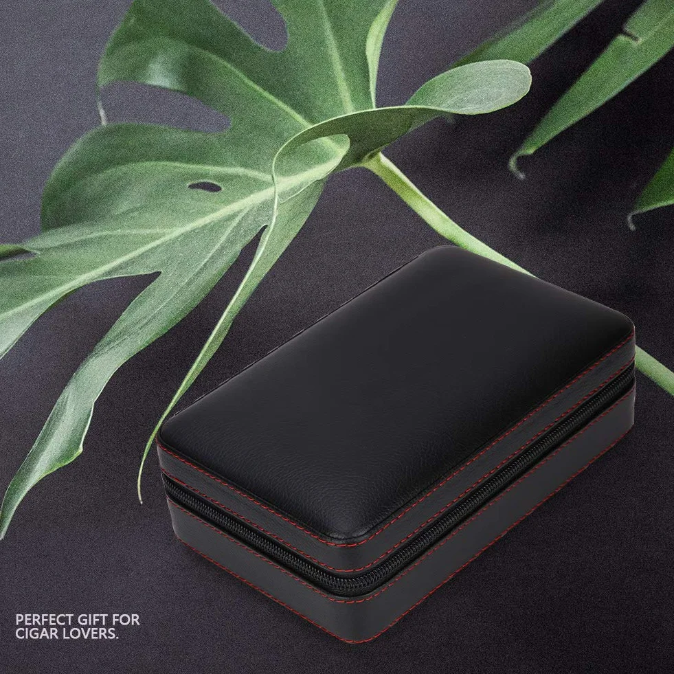 Ręcznie wykonany humidor do cygar, przenośny, skórzany humidor cedrowy, zestaw do cygar na krótkie wycieczki, drewno cedrowe, etui na cygara, humidor na 4 cygara, akcesoria do cygar