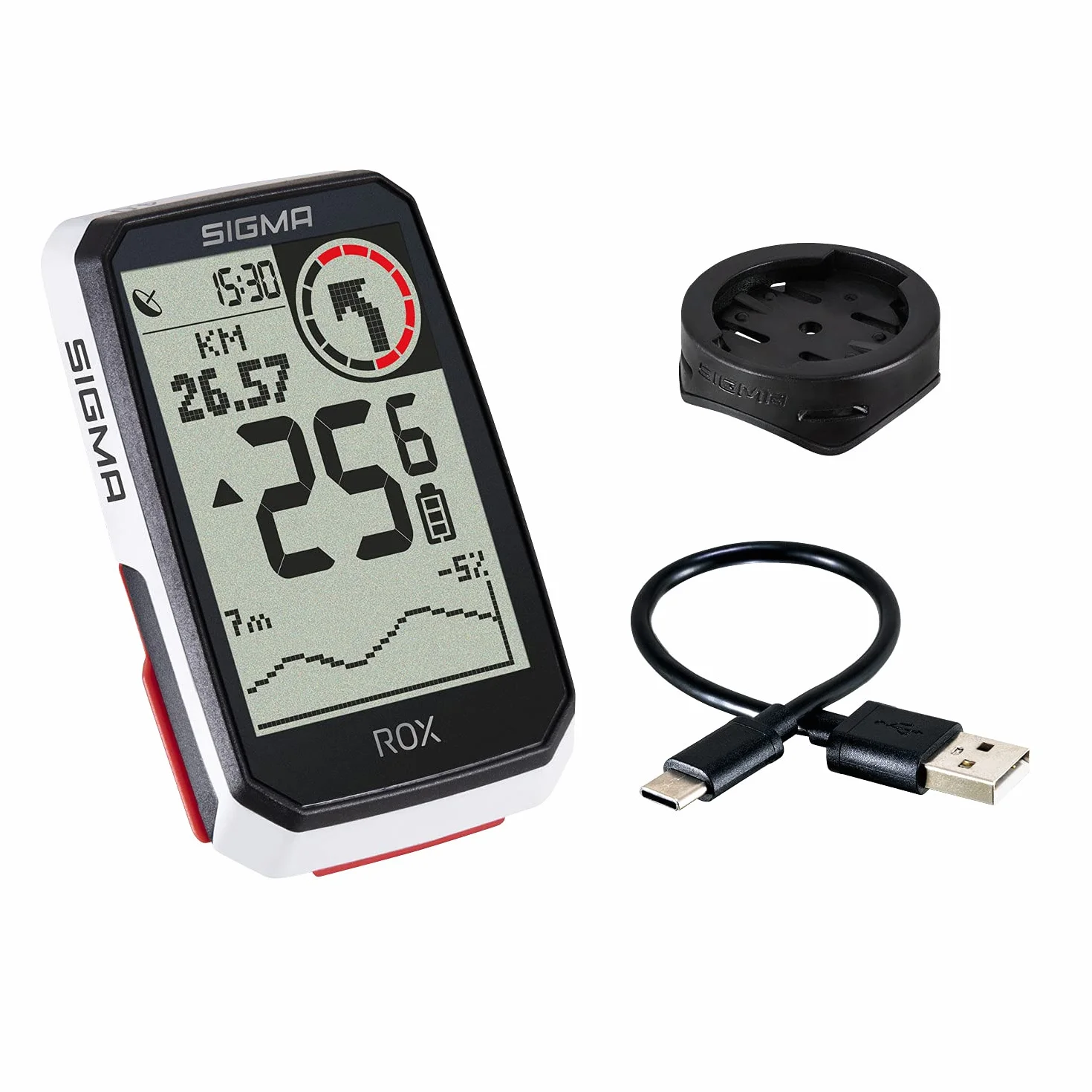 SIGMA ROX 4.0 White | Komputer rowerowy bezprzewodowo GPS i nawigacja, w tym wspornik GPS | Nawigacja na zewnątrz GPS z pomiarem wysokości | Kolor: biały