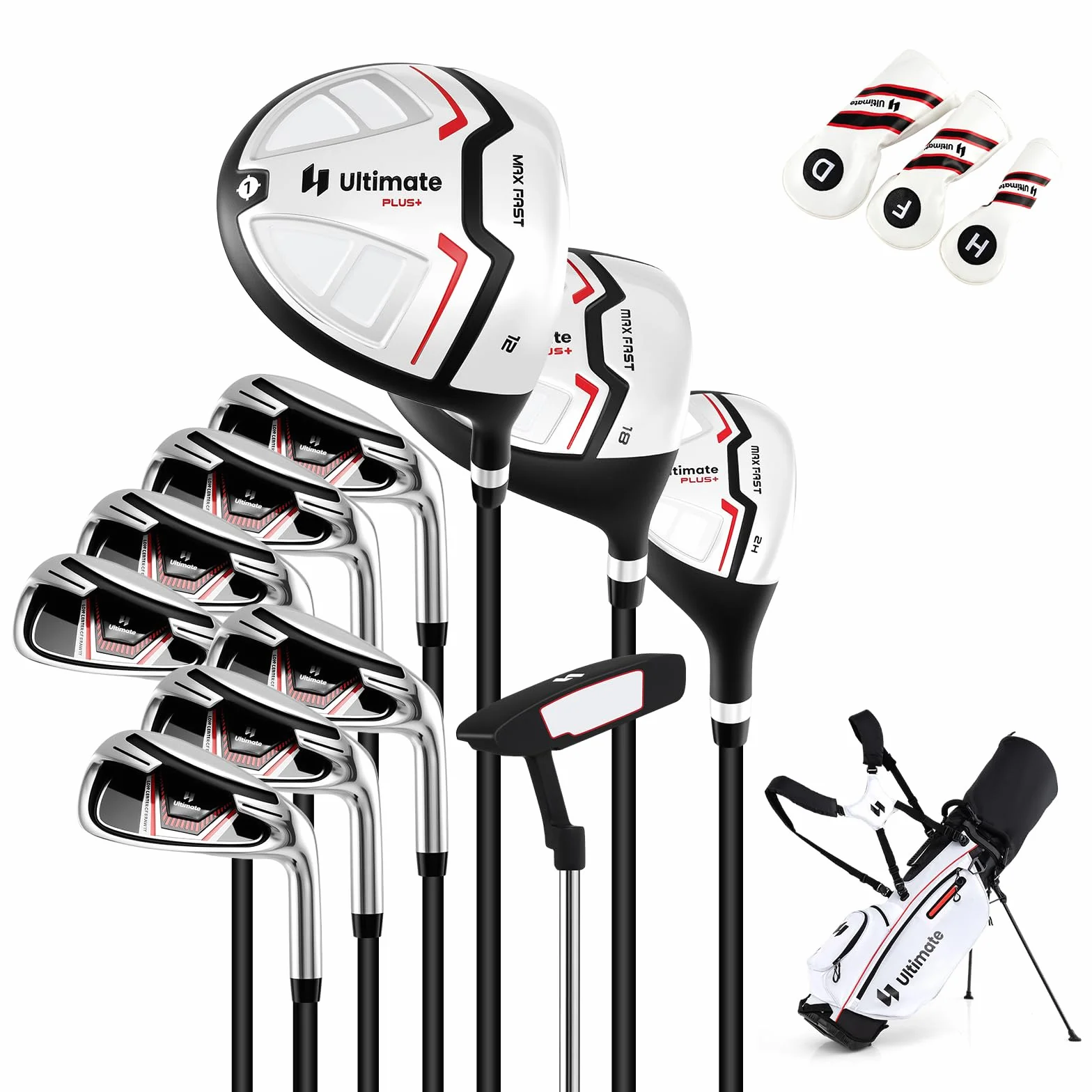 COSTWAY Kompletny zestaw damskich kijów golfowych, 9/11-częściowy zestaw kijów golfowych dla praworęcznych z osłoną przeciwdeszczową, zestaw do golfa z 1 Driver i 3 Fairway i 4 Hybrid & 6/7/8/9/P