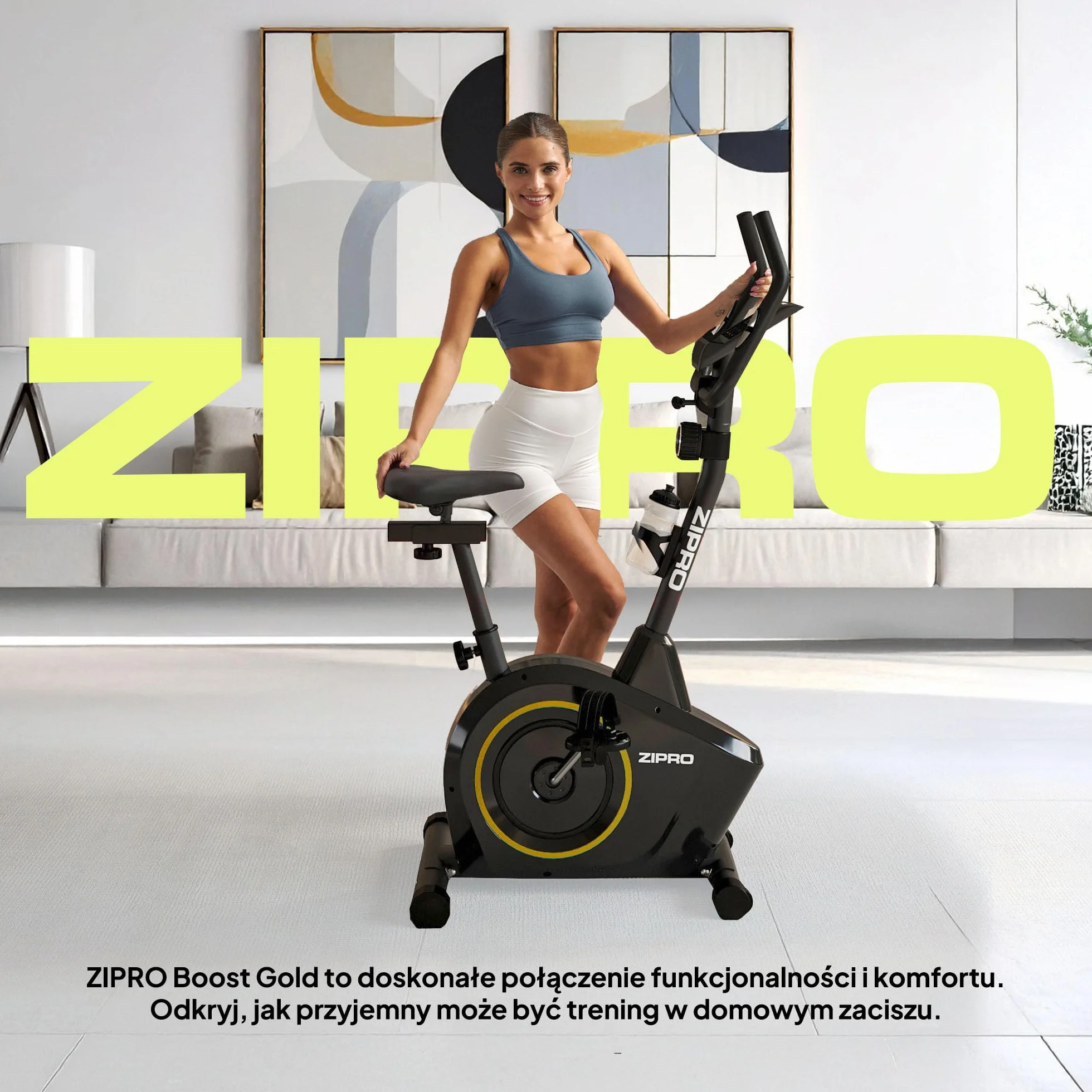 ZIPRO Rower Treningowy z 8 Stopniowym Oporem Magnetycznym, Pomiarem Pulsu, Wyświetlaczem LCD, Uchwytem na Telefon, Regulowanym Siodełkiem i Kierownicą, Rower Domowy do Treningu Cardio (Boost)