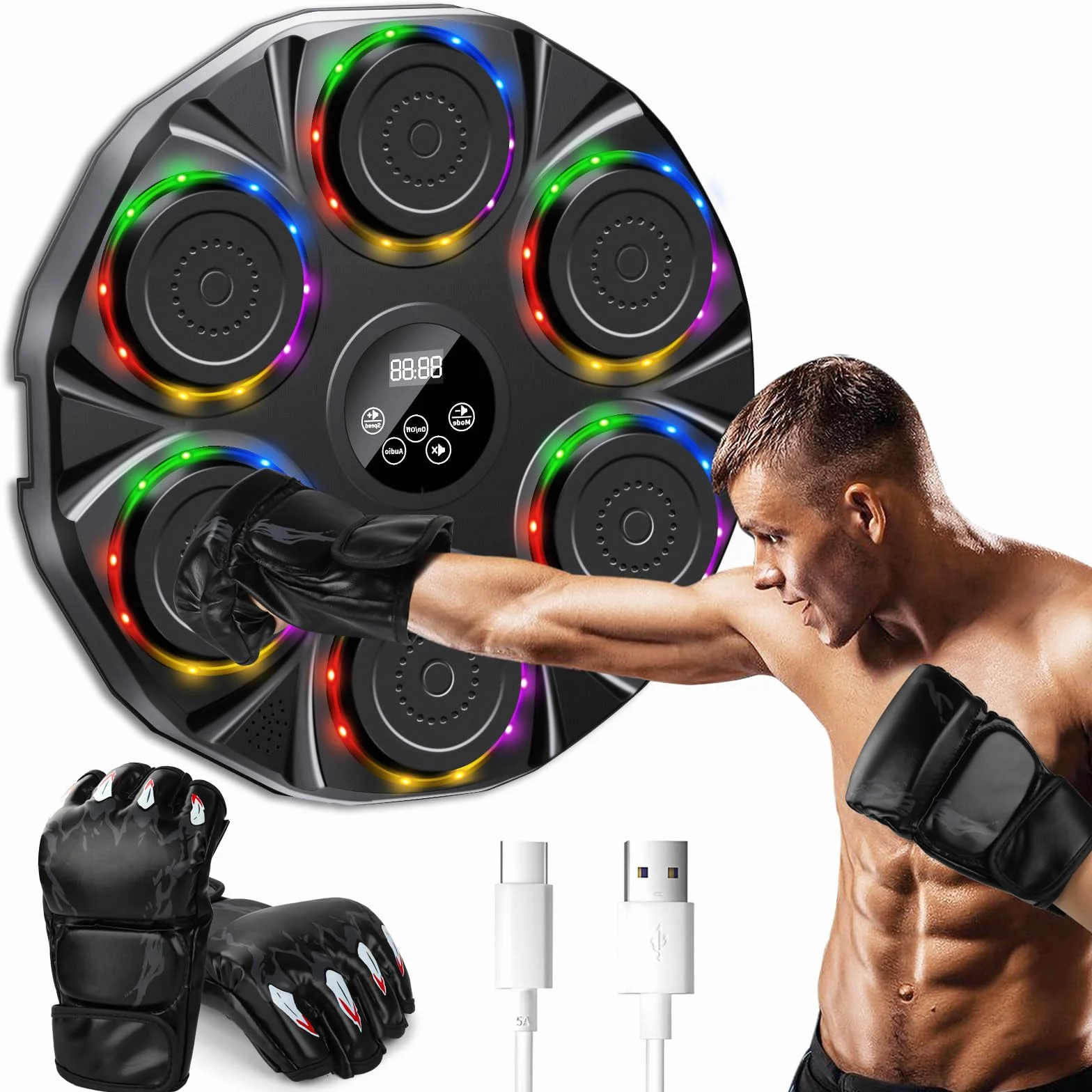 semai Music Boxing Machine, maszyna bokserska LED, montowany na ścianie, obsługuje Bluetooth, 9 trybów prędkości i tryb liczenia