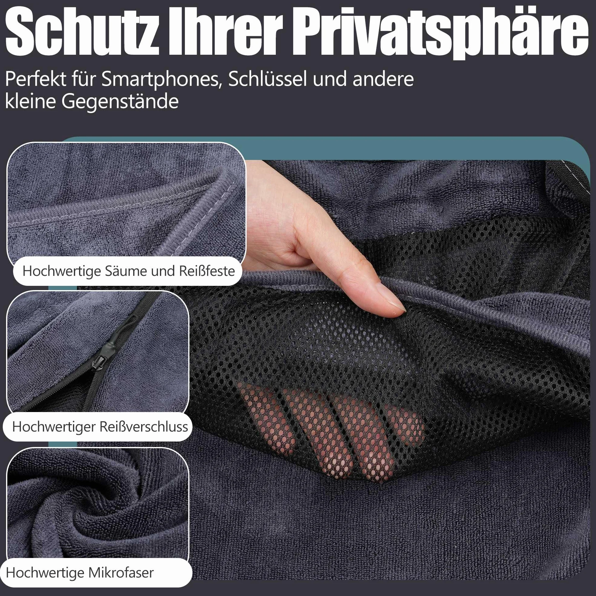 Ręcznik do fitnessu 120x50cm, sportowy ręcznik z kieszenią na zamek błyskawiczny, ręcznik z mikrofibry z wysokiej jakości mikrofibry, super absorpcja potu, ręczniki do siłowni na siłownię, trening