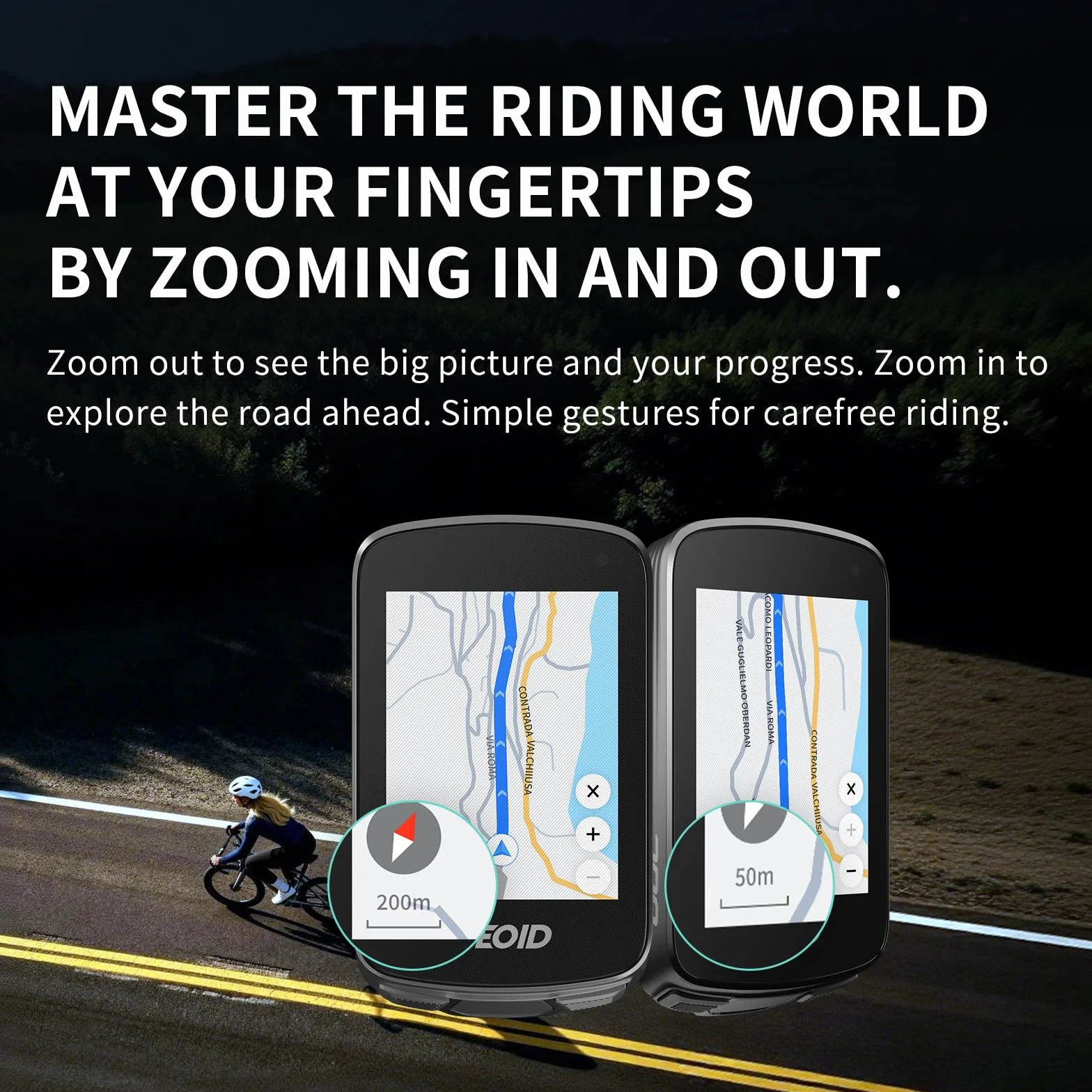 GEOID CC700 Pro 2,8" kolorowy ekran dotykowy licznik rowerowy GPS nawigacja map rerouting WiFi auto sync ANT+ Bluetooth powiadomienia IPX7 trening indoor