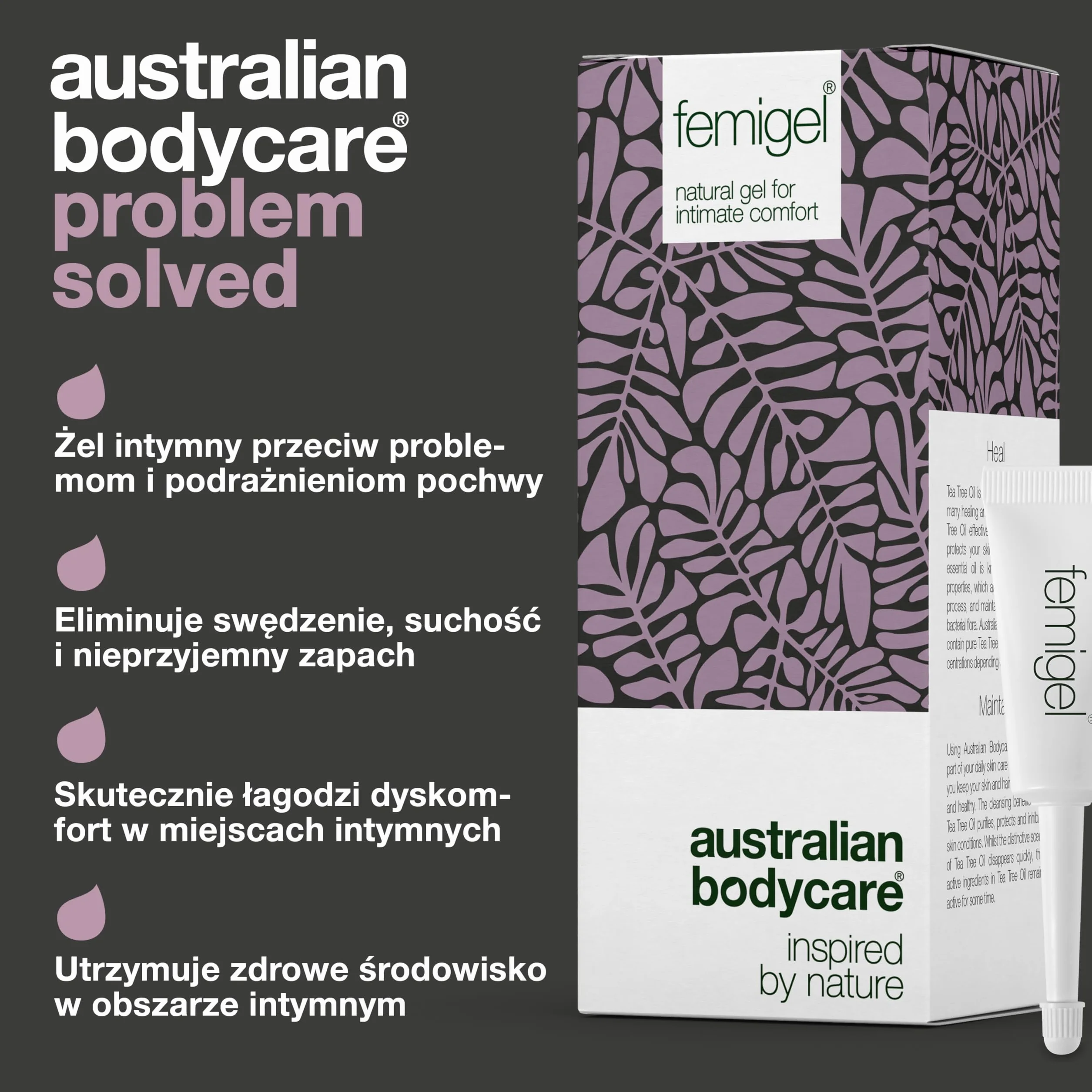 Australian Bodycare Femigel, 15x5ml | Naturalny żel do okolic intymnych | Zapobiega nieprzyjemnemu zapachowi, wysuszaniu i podrażnieniom | Z 100% Olejkiem z Drzewa Herbacianego | Przebadany klinicznie