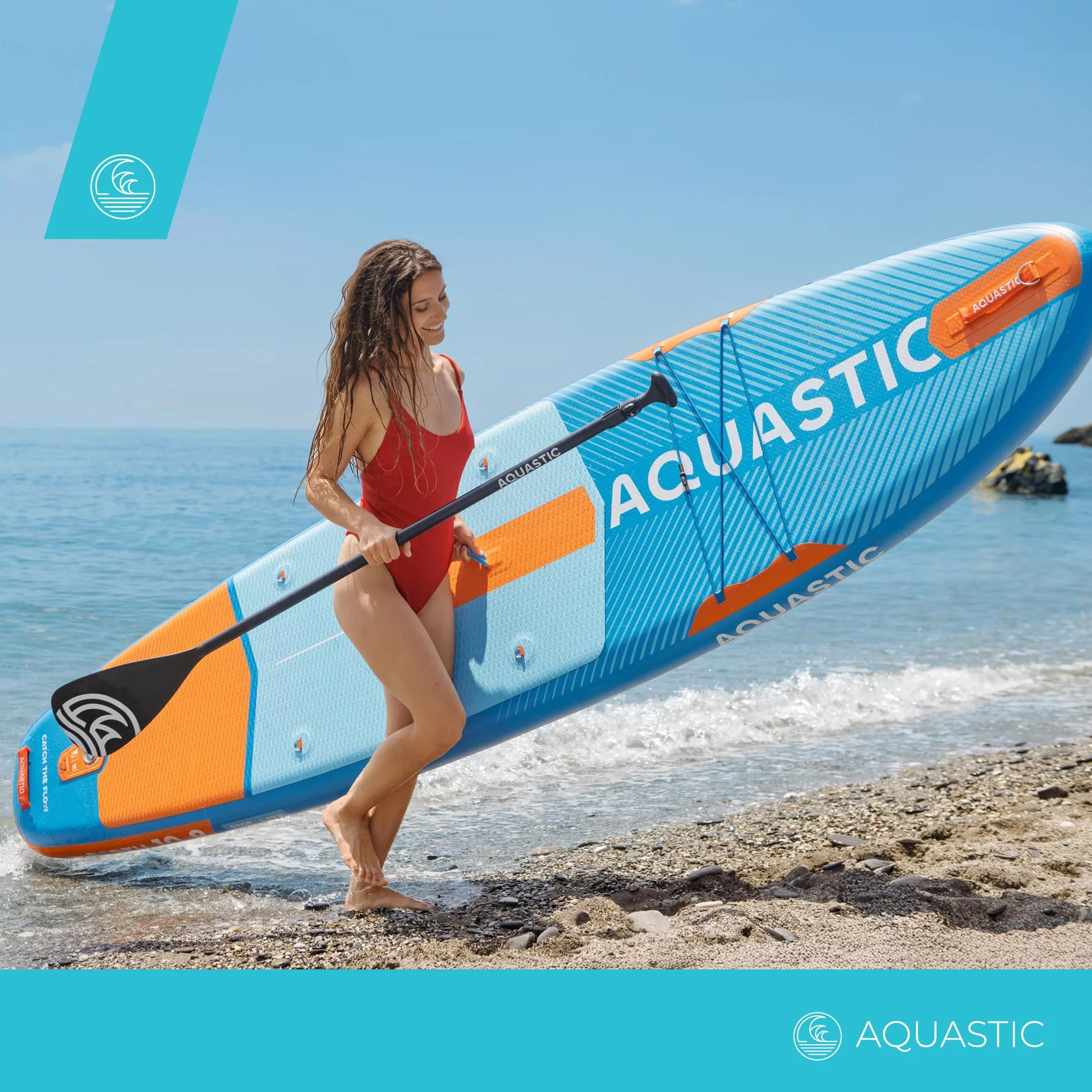 AQUASTIC Perth 10'8" SUP Board Set kompletny zestaw z wiosłem siedziskiem kajakowym leash pompką plecakiem Drop Stitch Lite