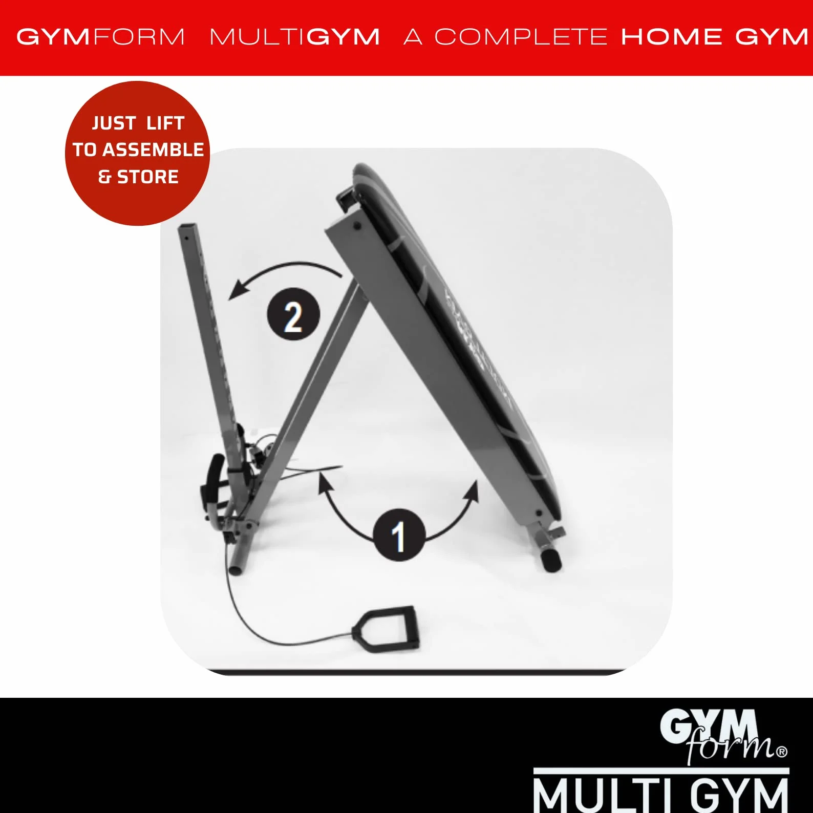 GYMFORM MultiGym - kompletne, składane urządzenie fitness, aby wzmocnić całe ciało, ponad 100 ćwiczeń, do domu, Total Gym
