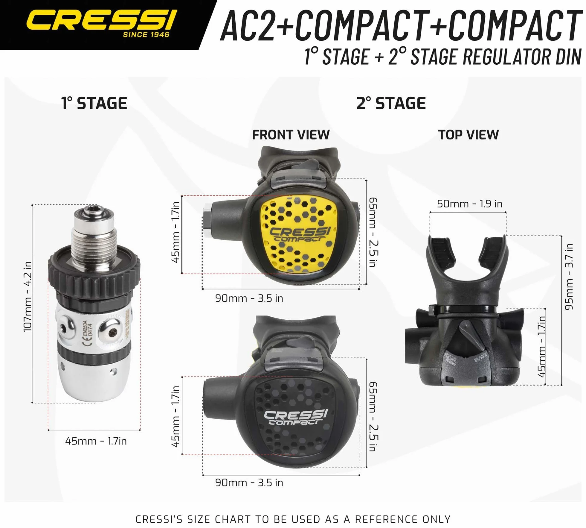 Cressi AC2 / Compact & Octopus XS - zestaw regulatora nurkowania wysokiej jakości