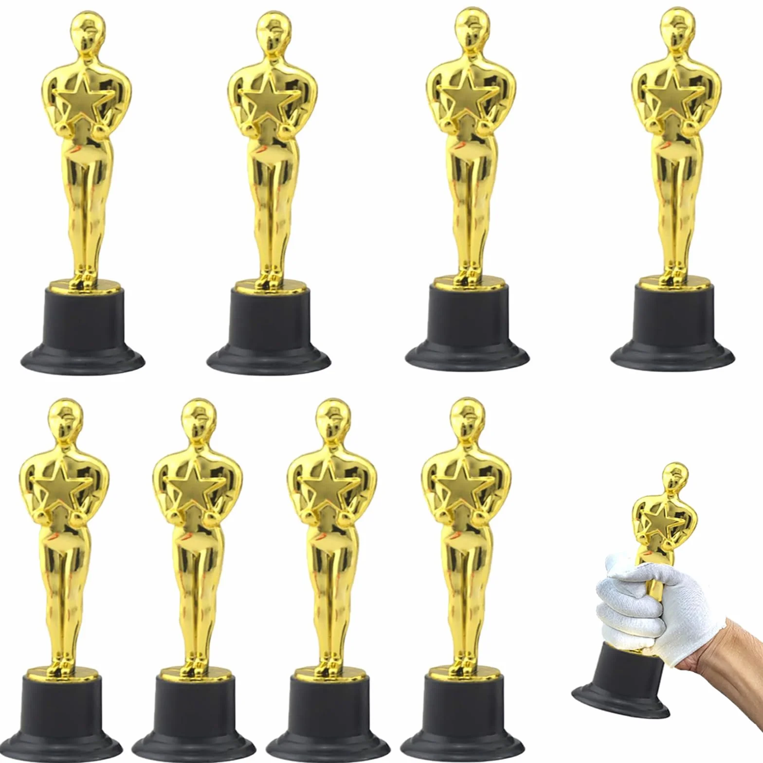 8 sztuk złotych trofeów, złote statuetki trofeów, na ceremonię nagród, nagrody imprezowe, uroczystości sportowe (15 cm / 5,90 cala)