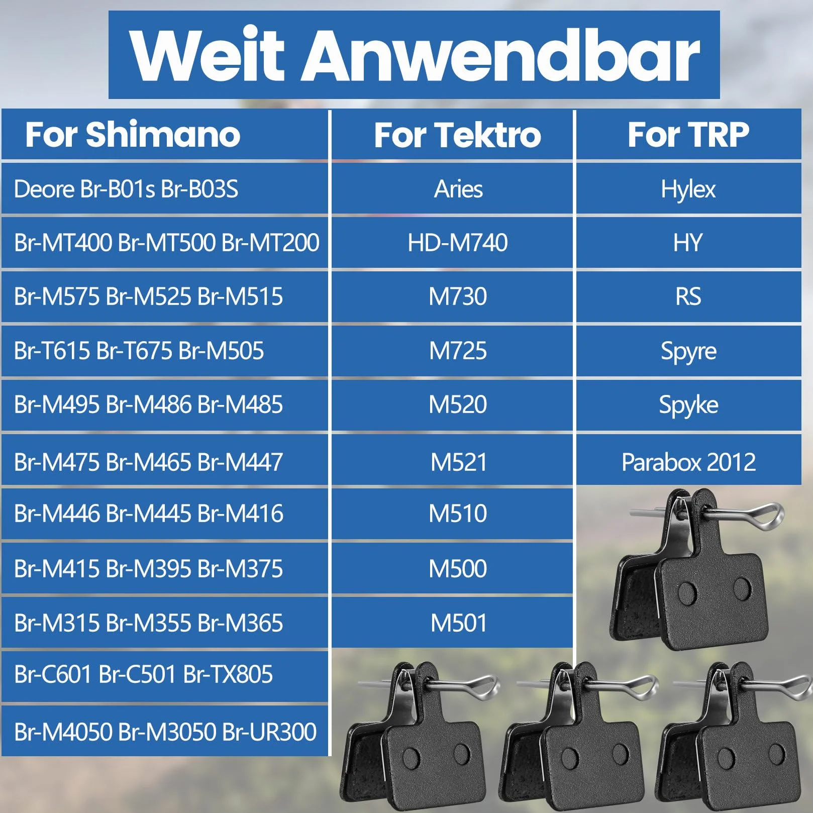 6 par Rowerowe klocki hamulcowe do rowerów, półmetalowe klocki hamulcowe z żywicy do Shimano MT200 MT400 MT500 B01S B03S B05S