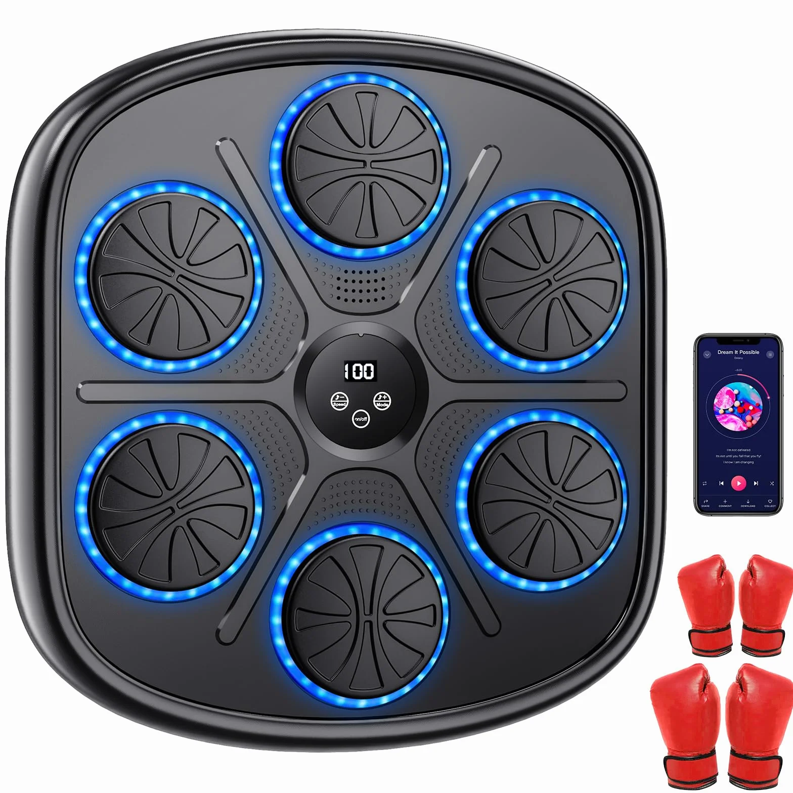Music Boxing Machine, 2025 nowa inteligentna maszyna do boksu muzycznego z 9 prędkościami, 9 trybami treningowymi, Bluetooth, automatycznym licznikiem, ściennym celownikiem bokserskim LED dla