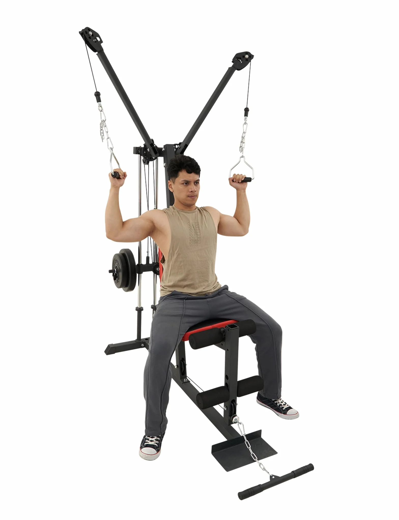 Train Hard Kompaktowa stacja kulturystyczna z regulowanymi ramionami i obciążeniem 45 kg
