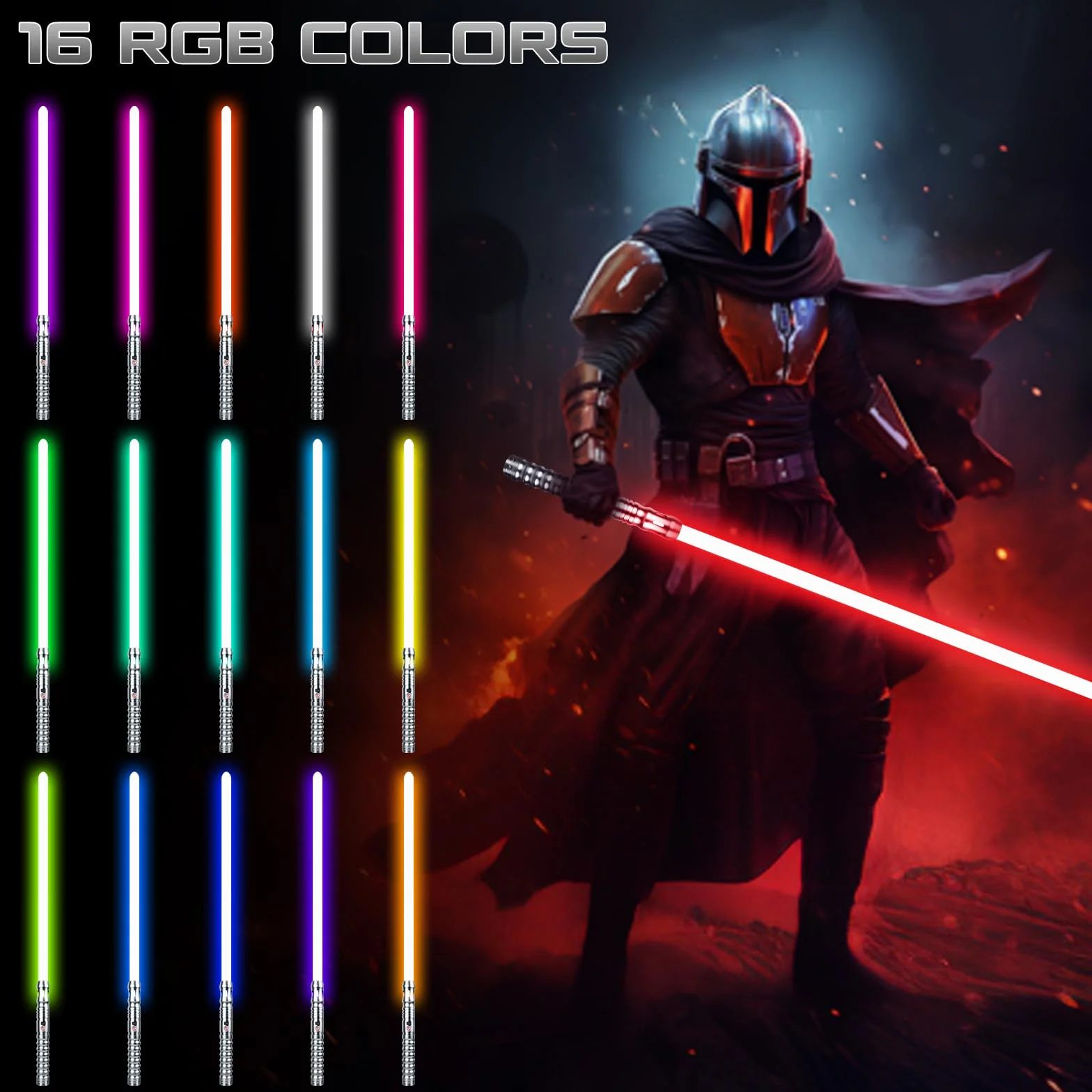 Miecz świetlny Smooth Swing FX, RGB, 12 kolorów, zmienny miecz świetlny – 12 trybów dźwięku, metalowy uchwyt, miecze świetlne dla dorosłych, do wymagających pojedynków, szary