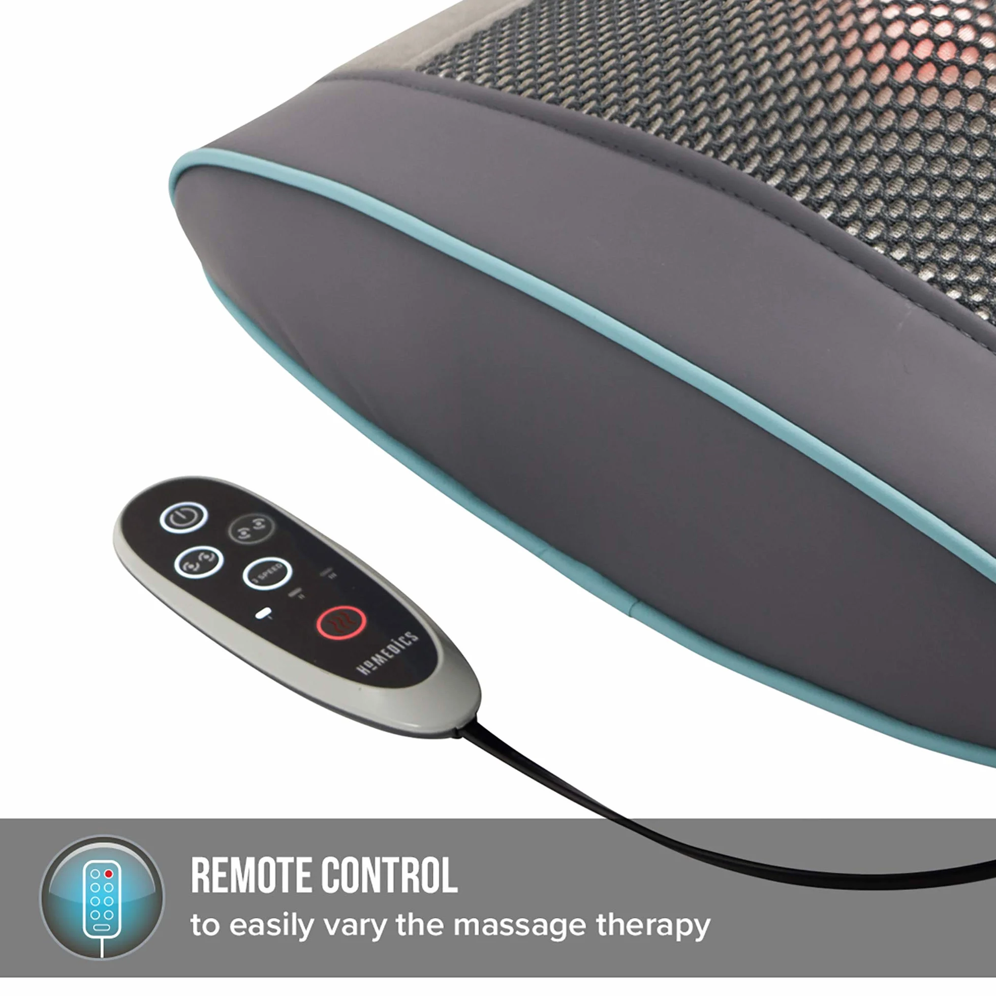 HoMedics Żelowa poduszka do masażu do ponownego ładowania, precyzyjny, głęboki masaż Shiatsu z technologią żelową i akumulatorem, wszechstronne zastosowanie, z funkcją podgrzewania