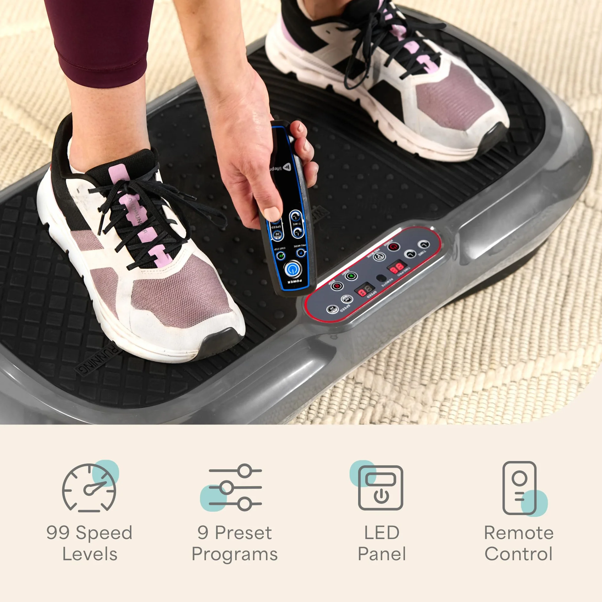 Lifepro Waver Vibration Plate Exercise Machine – High-Intensity Vibration for Muscle Activation, Full-Body Workout Vibrating Platform with Loop Bands, Fitness Equipment for Strength Toning & Fat Loss