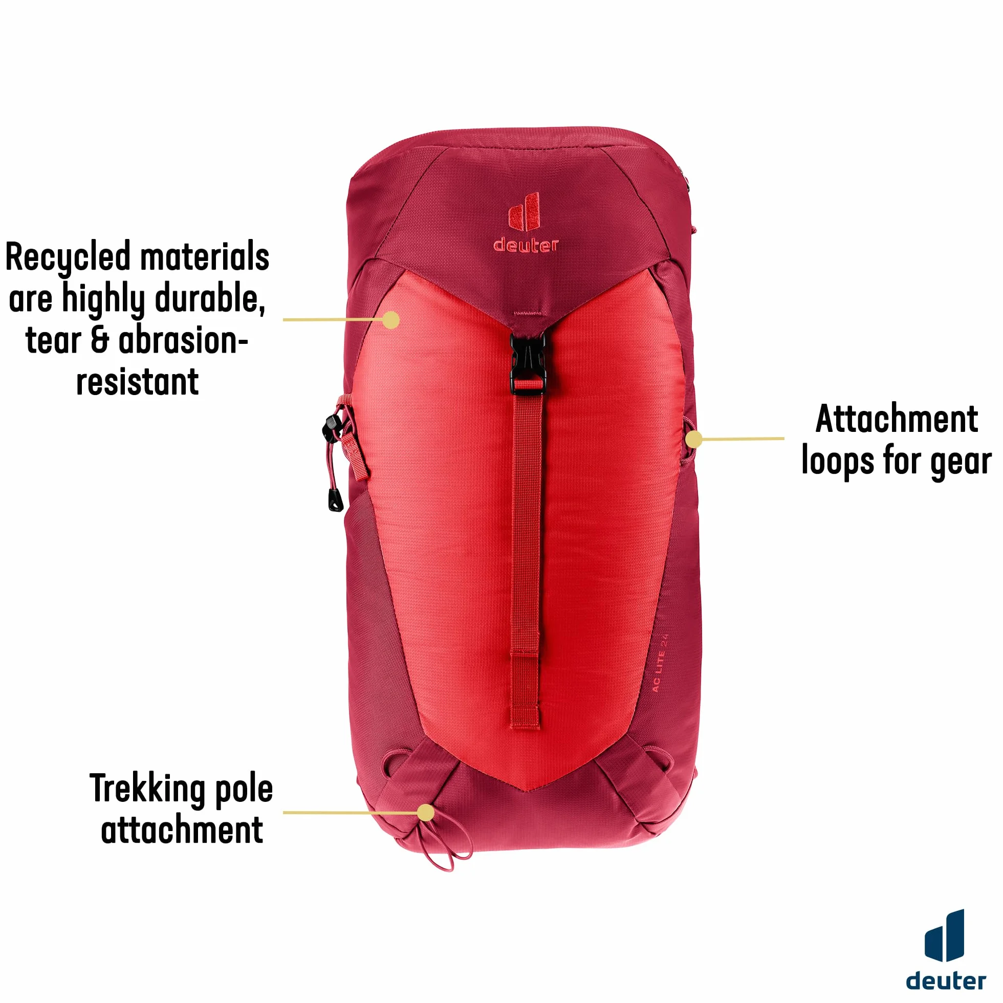 deuter AC Lite 24 plecak turystyczny, Cherry-masala, 24 Largo, Minimalistyczny