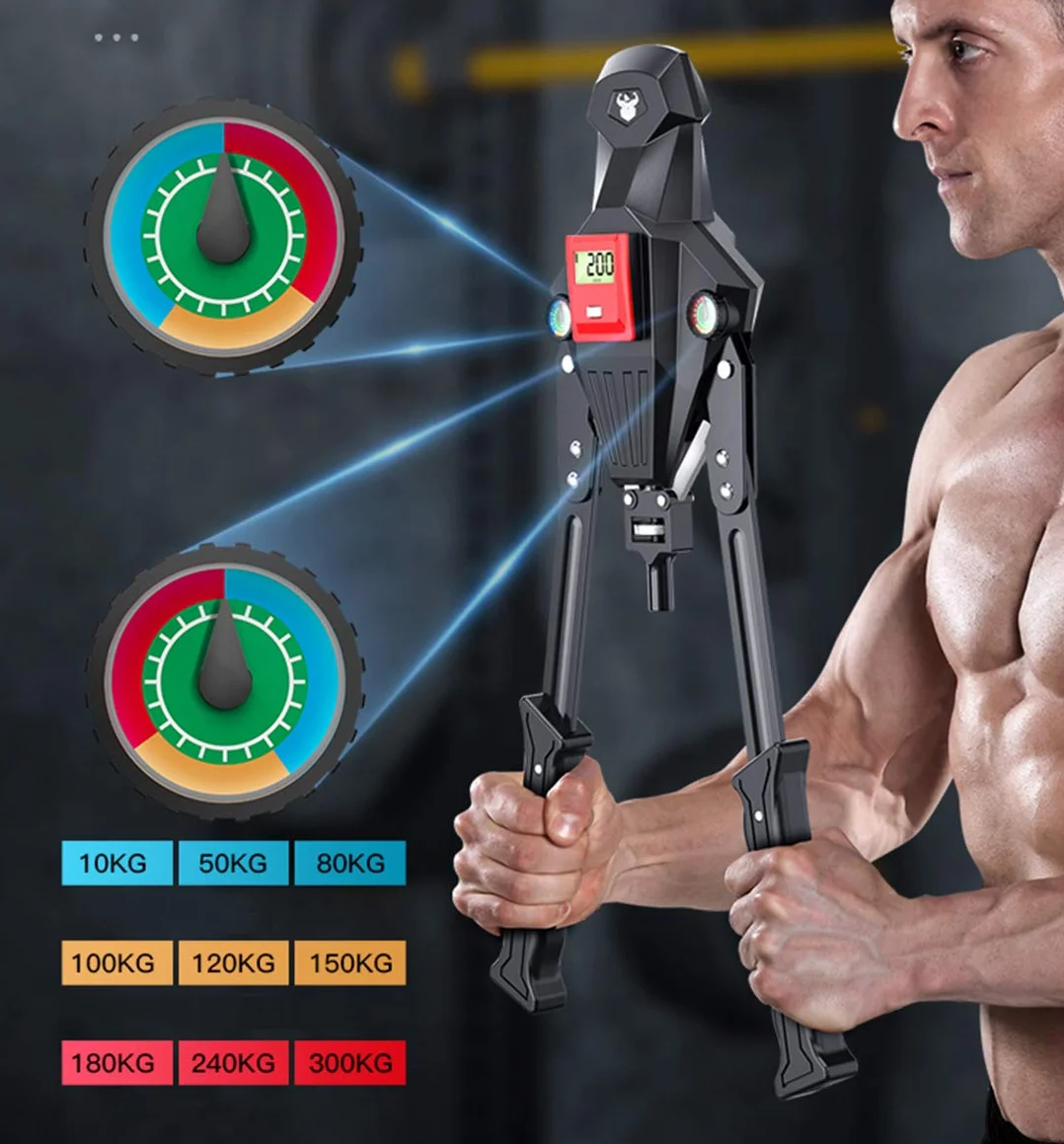 Power Twister Arm Exerciser z ekranem LCD, 0-300 kg / 0,0-299.4 kg domowa siłownia biceps blaster przedramię, czas treningu częstotliwość kalorii i wyświetlacz oporu