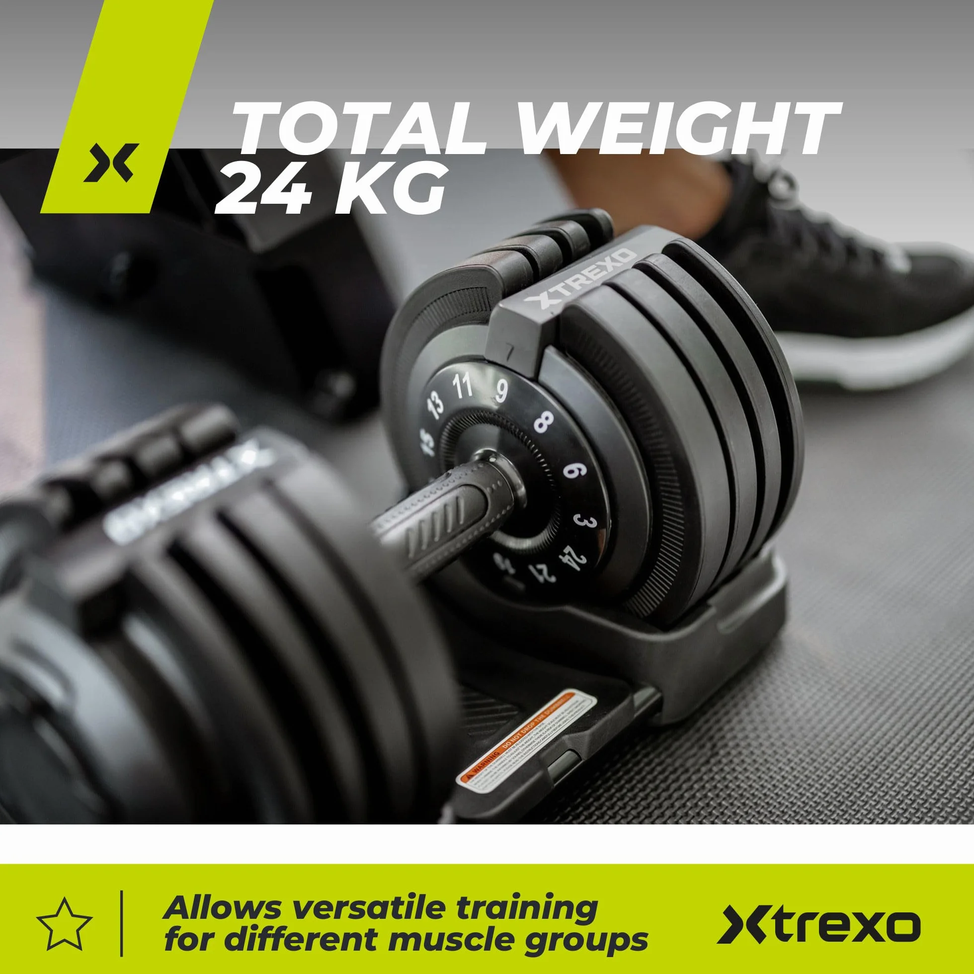 TREXO Hantel Regulowany 18-40 kg z Żelaza Antypoślizgowy Uchwyt