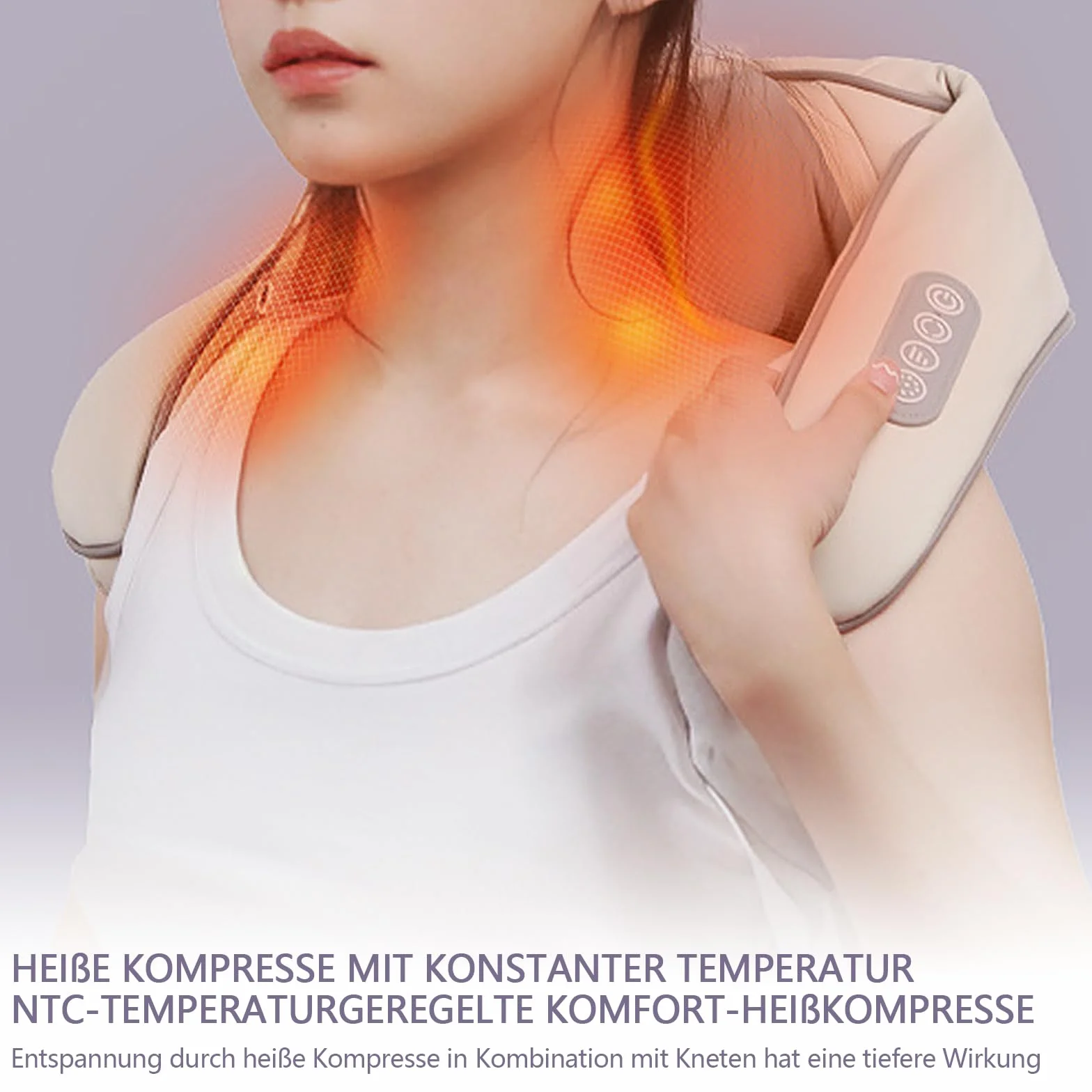 Urządzenie do masażu ramion i karku, masażer Shiatsu z głębokimi tkankami 6D, z 6 silikonowymi głowicami do masażu, głębokie ugniatanie tkanek, elektryczne urządzenie do masażu pleców, nóg