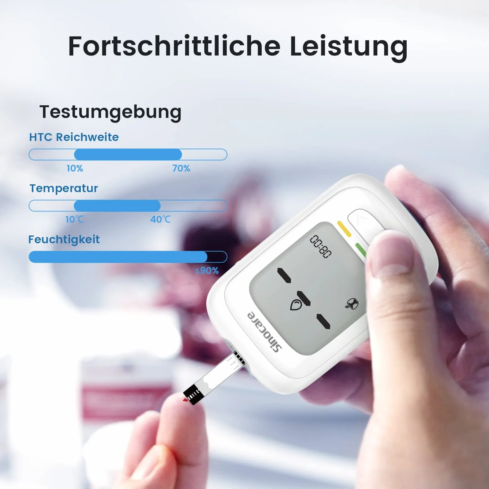 sinocare Pasek testowy cukru we krwi, zestaw pasek testowy cukru we krwi z paskiem testowym 100 Lancets 100 do samodzielnego testu cukru we krwi, technologia enzymów reakcyjnych FAD-GDH