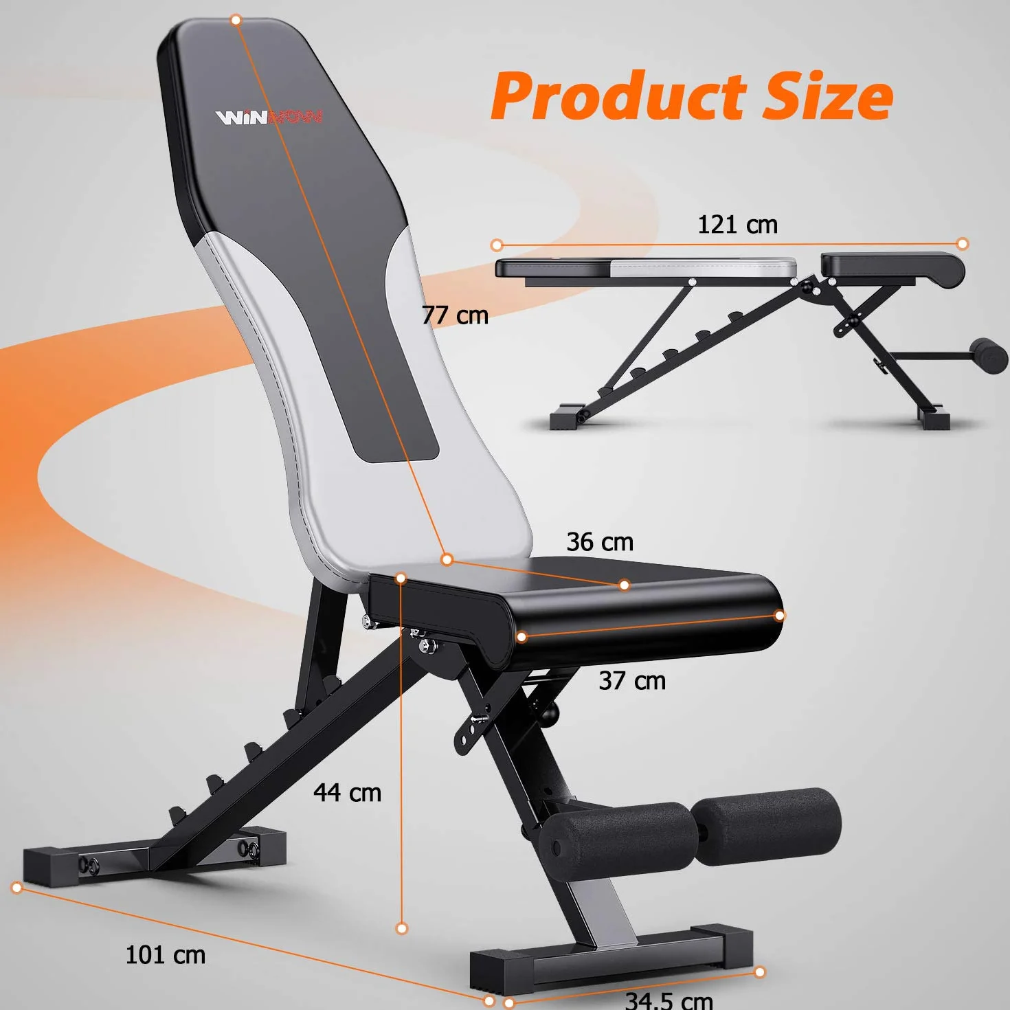 WINNOW Regulowana ławeczka do podnoszenia ciężarów składana treningowa fitness