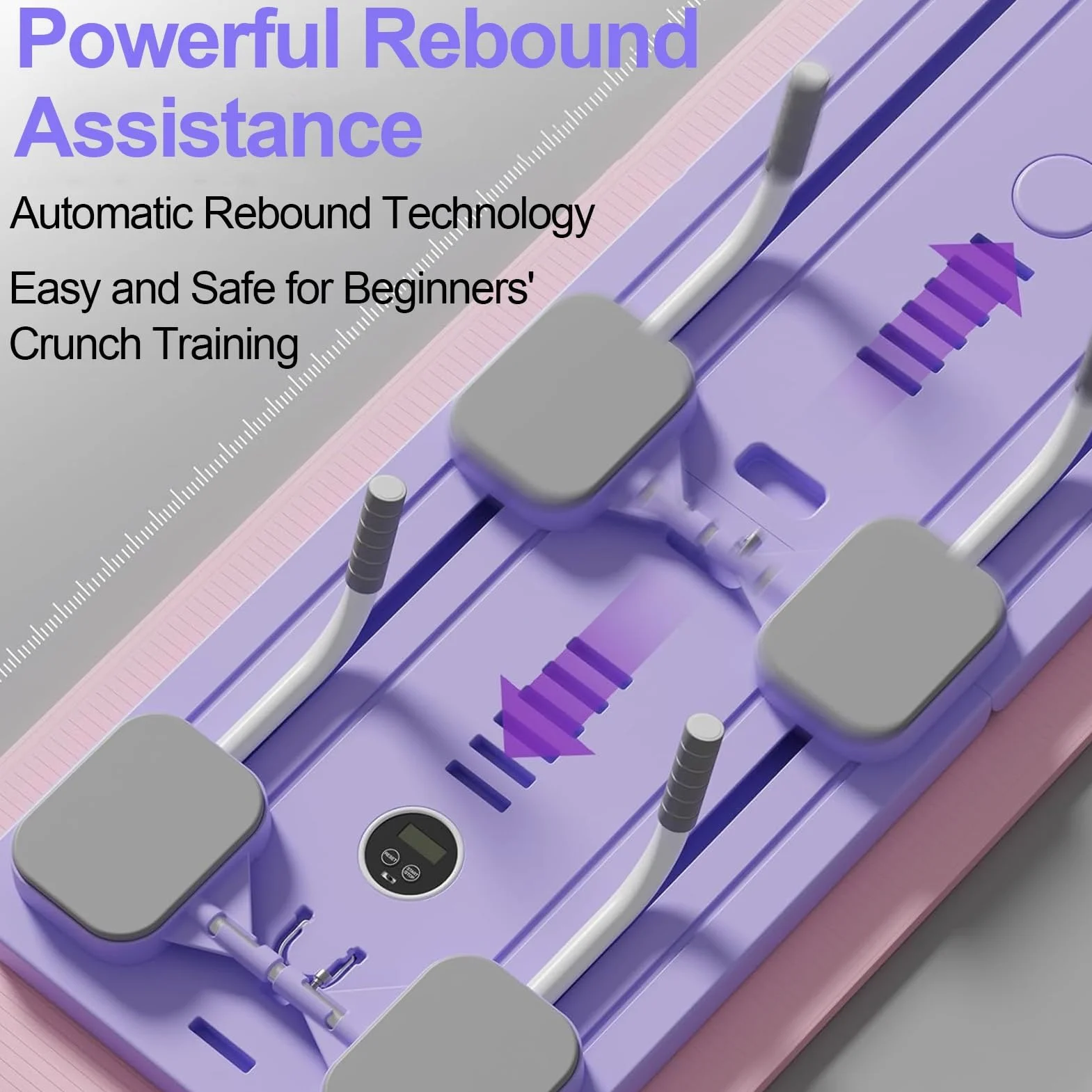 Pilates Reformer Machine Board Set Ab Roller Koło do ćwiczeń Automatyczne odbijanie składana deska do pilatesu Sprzęt do ćwiczeń brzucha z liną oporową i timerem(Różowy bez Uchwytu)