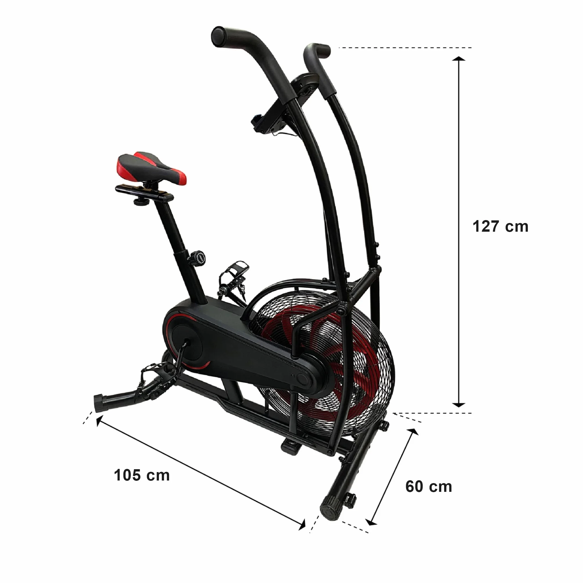 Ultrasport Air Bike, rower fanów, opór powietrza, do treningu siłowego, efektywny HIIT trening, kompatybilny z aplikacją komputera treningowego, bezpieczna podstawka, trening ramion i nóg, regulowany