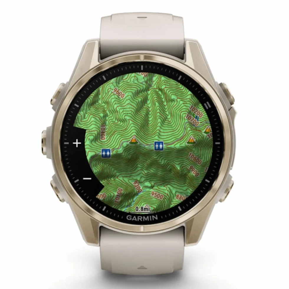 GARMIN FENIX 8-43 mm, AMOLED, SZAFIRA MIĘKKIE ZŁOTO Z SZARYM ŚMIGĄGŁYM/CIEMNYM PASEM SILIKONOWYM