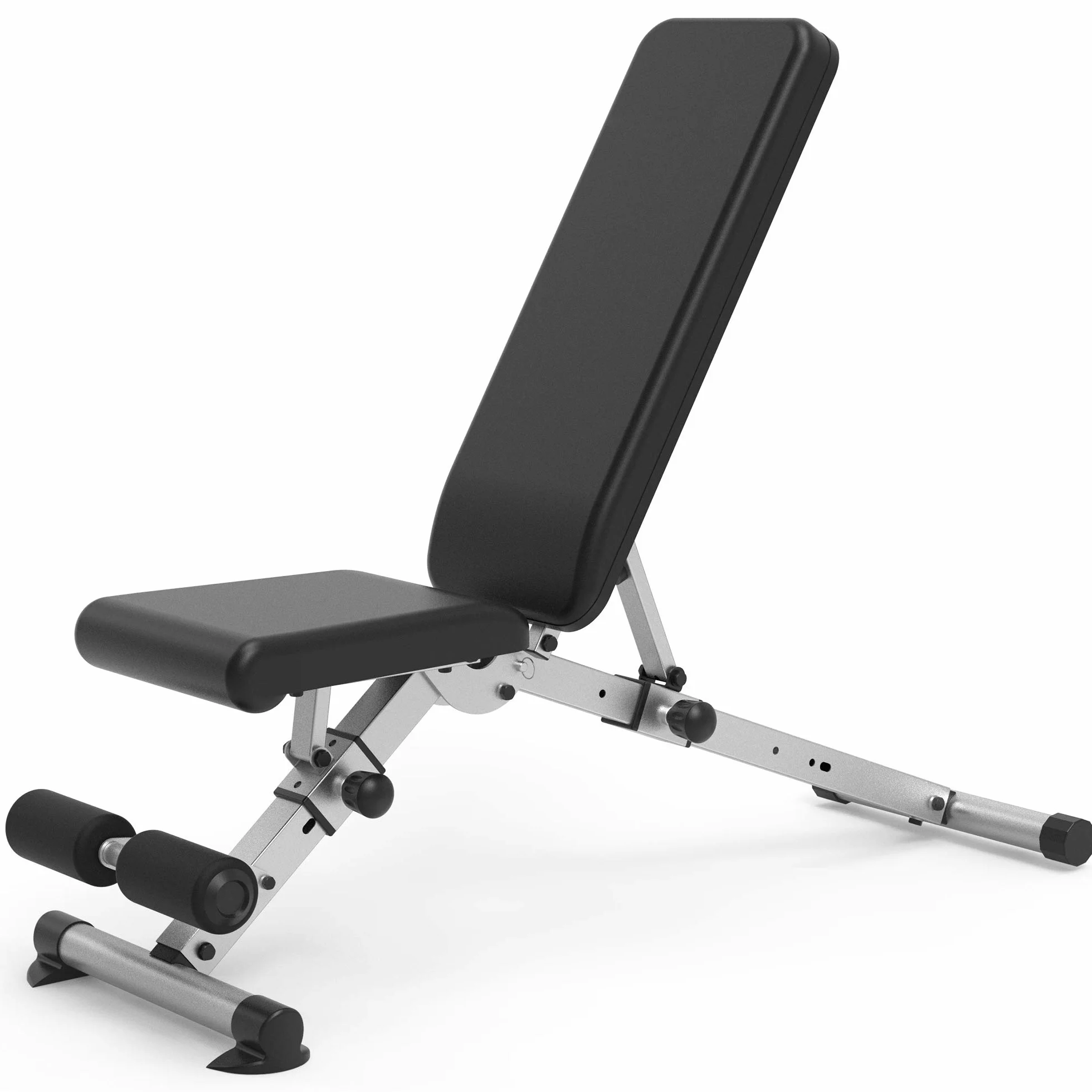 leikefitness Regulowana ławka obciążeniowa, składana ławka treningowa z automatyczną blokadą do pionowego nachylenia i ćwiczeń całego ciała (srebrna 1)
