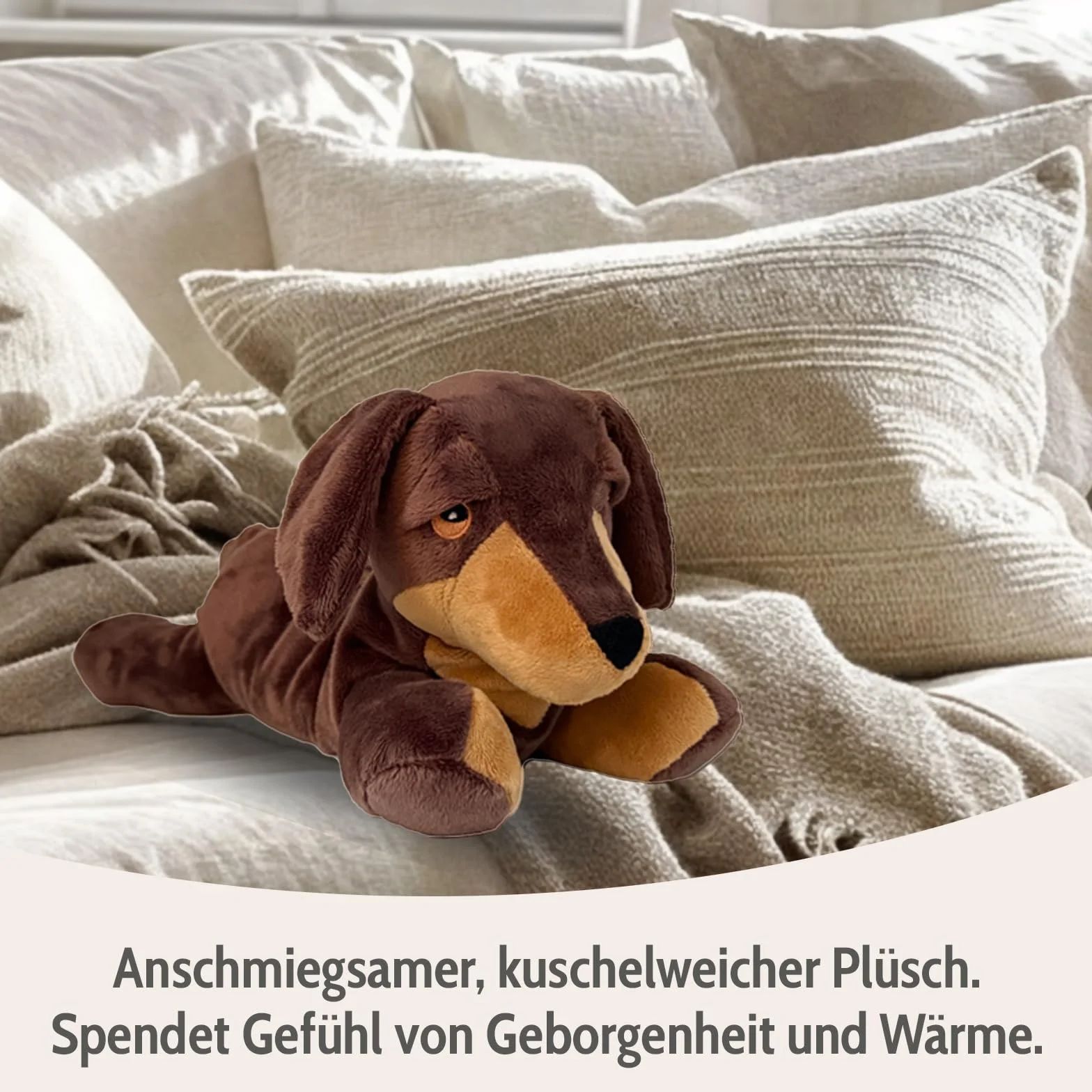 Habibi Plush poduszka termiczna/pluszak dla dzieci i dorosłych – 2045 jamniczek z nadzieniem z prosa, podgrzewana przytulanka do podgrzewania w kuchence mikrofalowej/piekarniku, idealna również dla