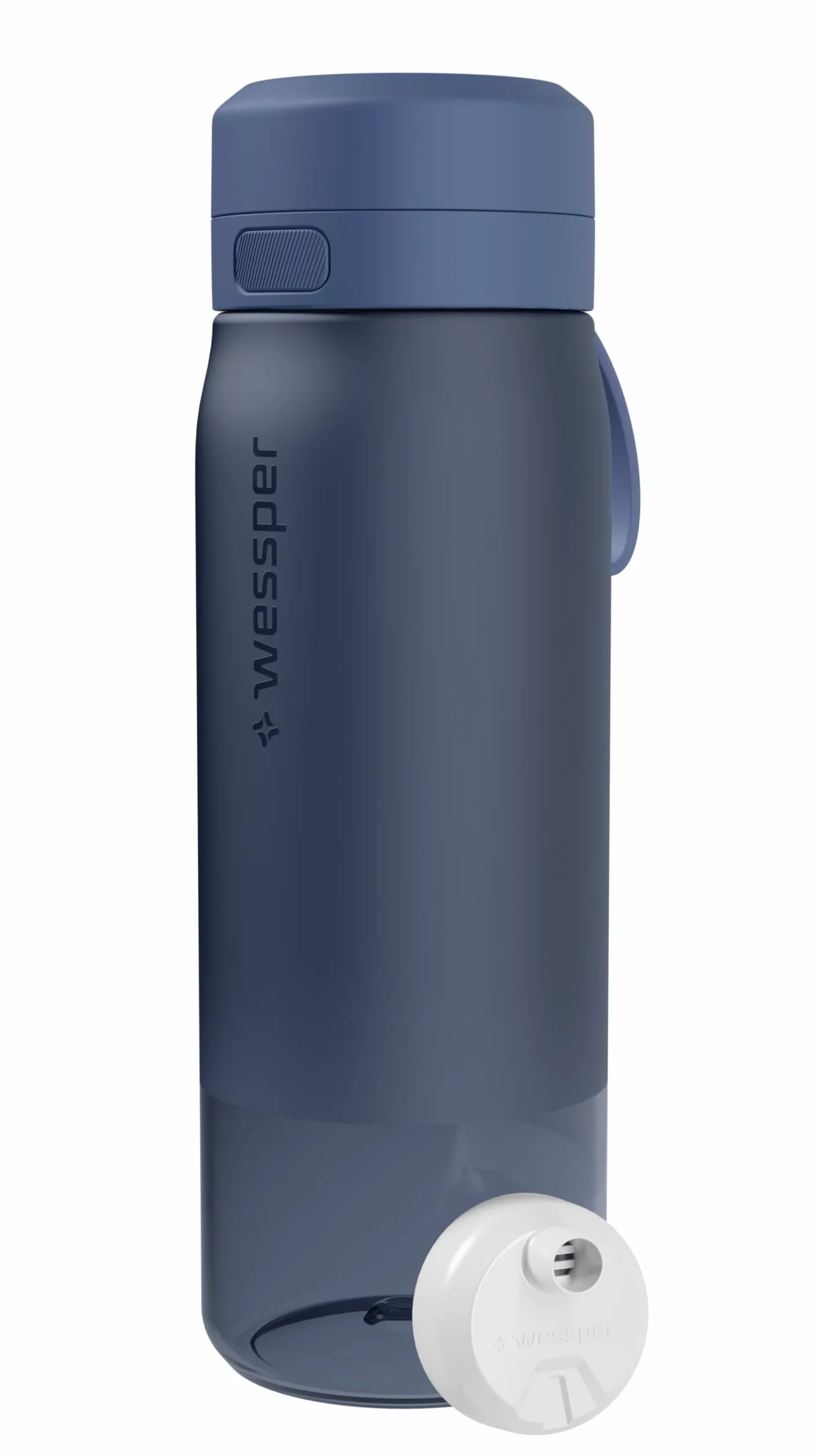 Wessper Butelka na wodę z filtrem, butelka z tritanu z filtrem dyskowym, 700 ml, bez BPA, Szczelny Bidon do picia na zewnątrz-idealna do szkoły, sportu, na siłownię- Niebieski