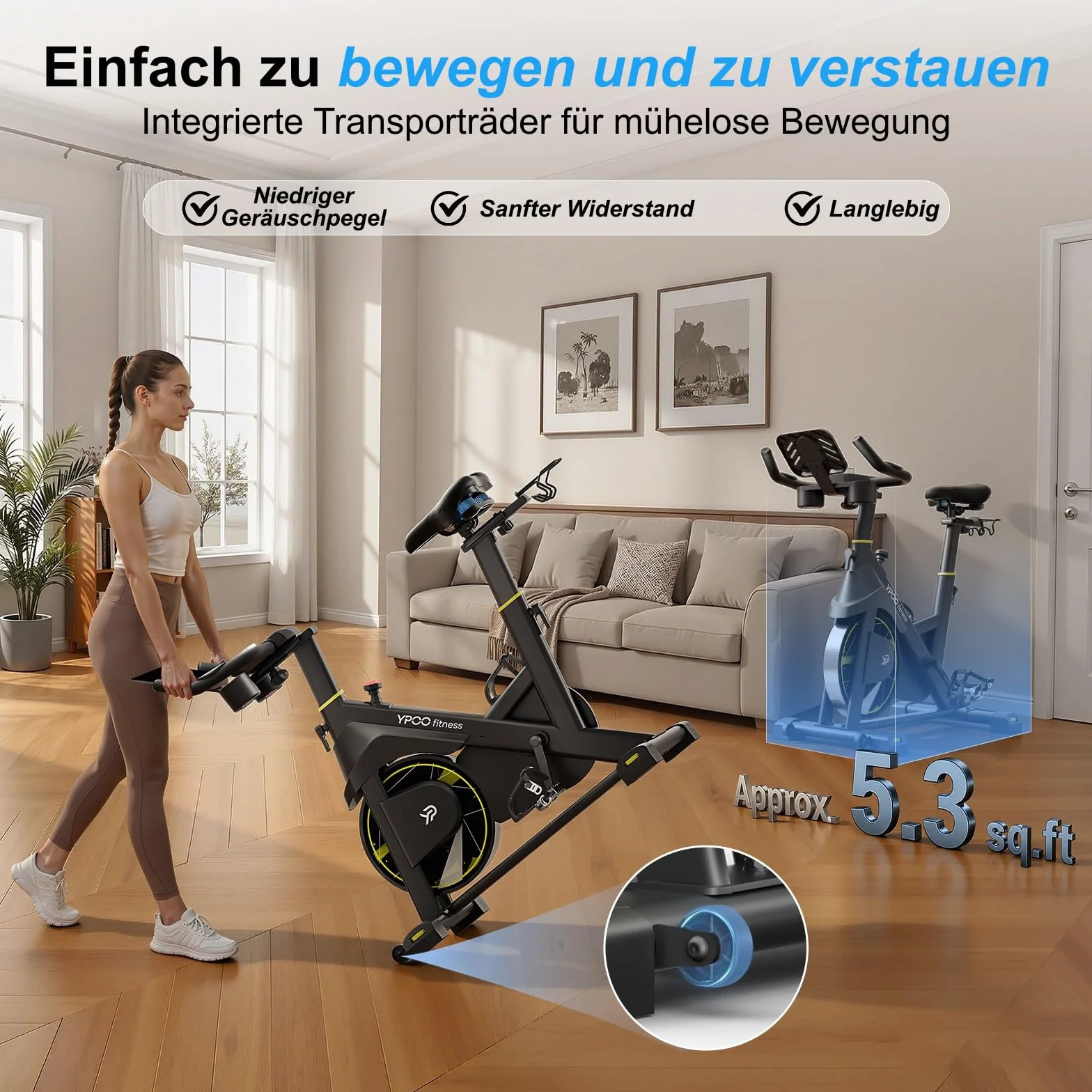 YPOO Rower Treningowy do Domu, Cichy Rower Spinningowy z Wyświetlaczem LED i Aplikacją, Magnetyczny Rower Stacjonarny do Cardio, Regulowany, Udźwig 160 kg