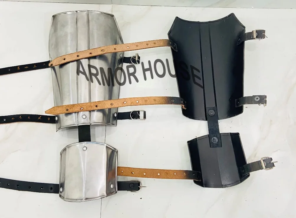 Armor Mandalorian Leg Guard 18 Gauge Stalowy Kostium Srebrny Adult