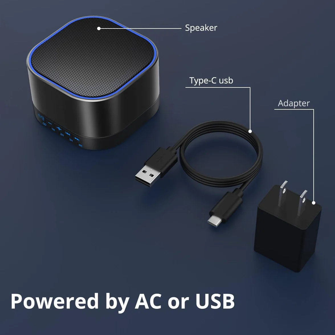 Magicteam Sound Machine White Noise Machine z 20 niezapętlającymi naturalnymi dźwiękami kojącymi i funkcją pamięci, 32 poziomy głośności, zasilany prądem zmiennym lub USB i timerem, terapia dźwiękiem
